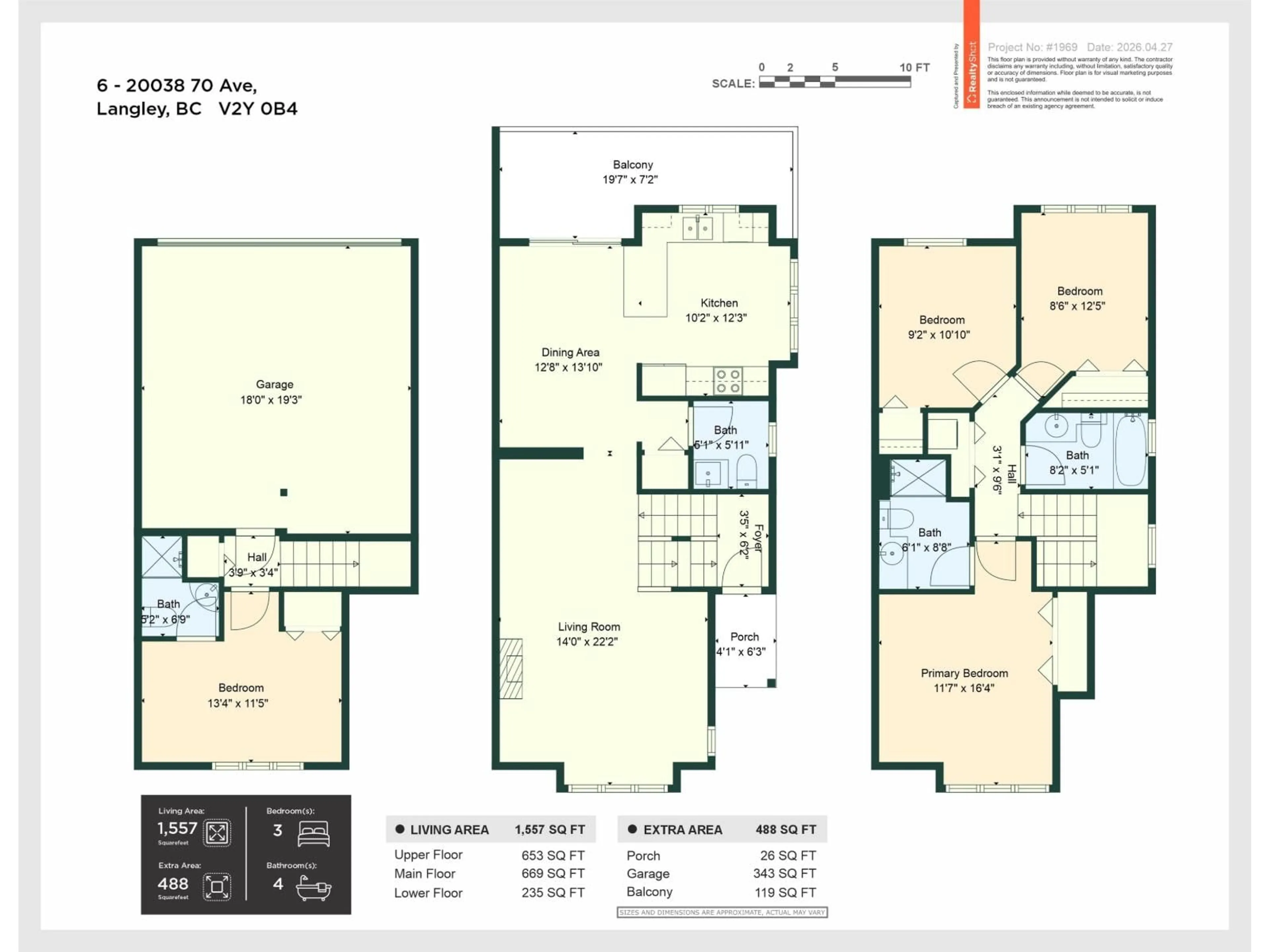 Floor plan for 6 - 20038 70 AVENUE, Langley British Columbia V2Y0B4