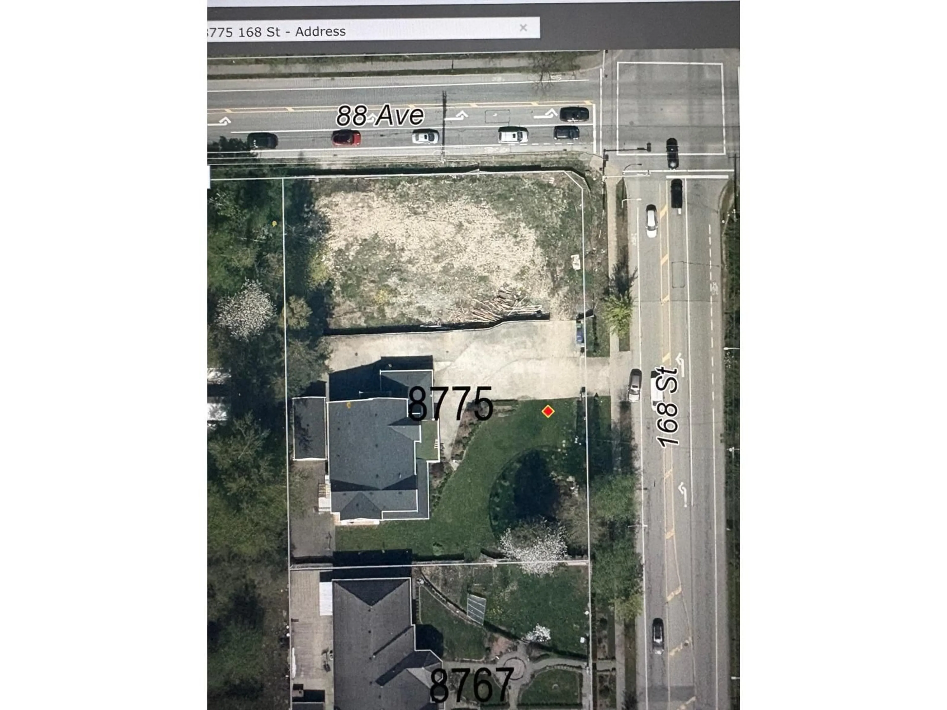 A pic from outside/outdoor area/front of a property/back of a property/a pic from drone, street for 8775 168 STREET, Surrey British Columbia V4N5J4