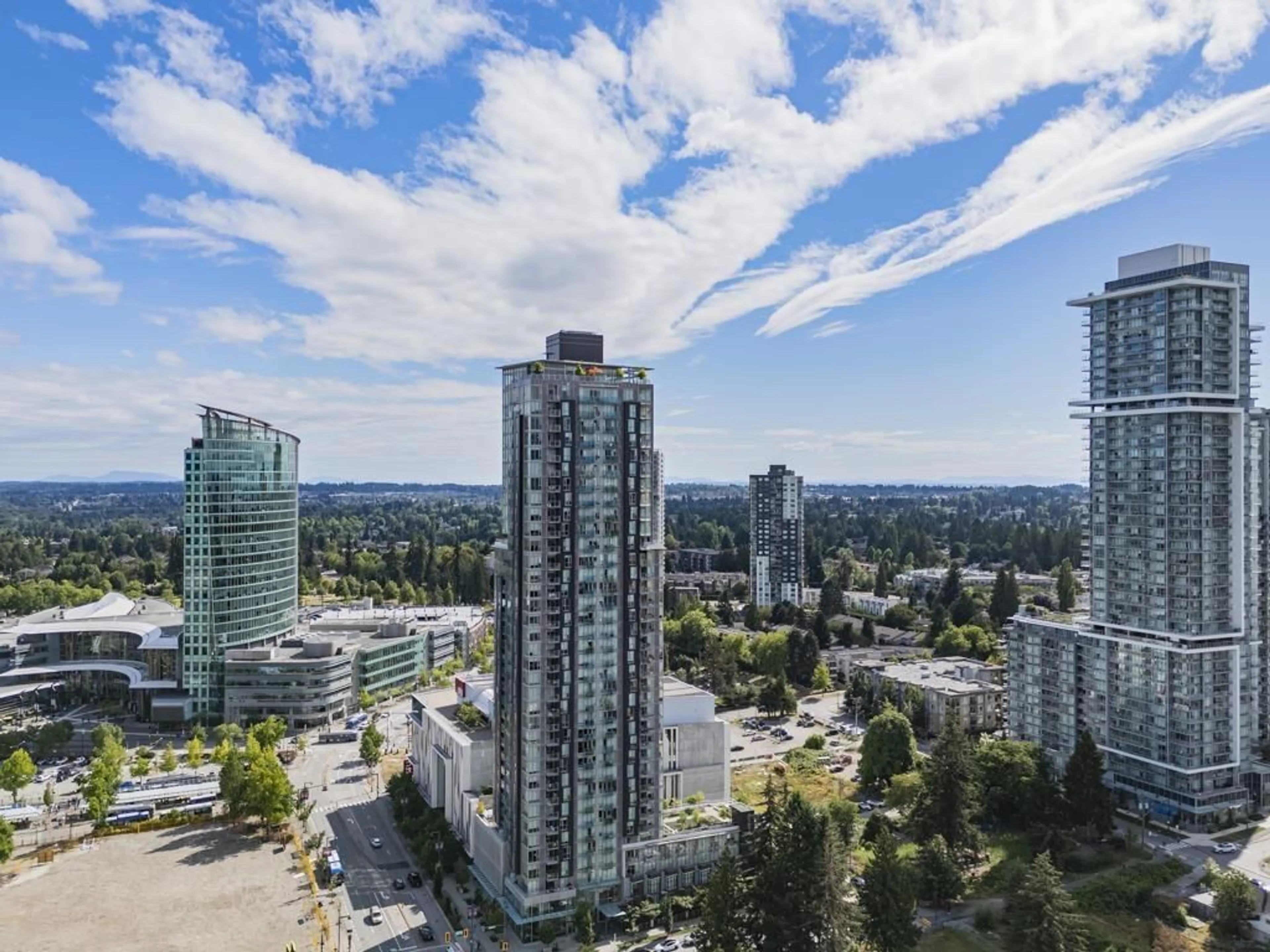 A pic from outside/outdoor area/front of a property/back of a property/a pic from drone, city buildings view from balcony for 2105 - 13438 CENTRAL AVENUE, Surrey British Columbia V3T0N2