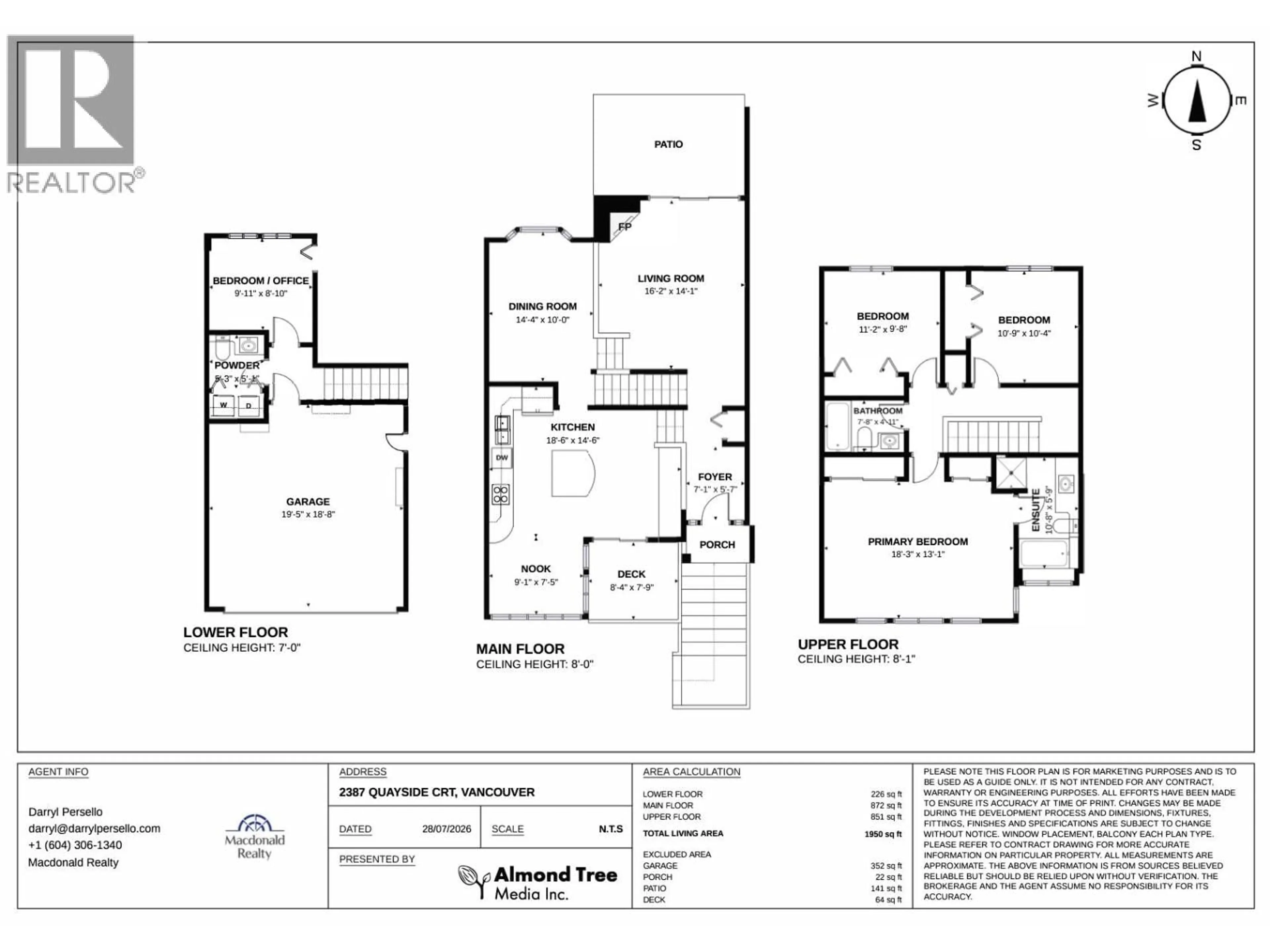 Floor plan for 2387 QUAYSIDE COURT, Vancouver British Columbia V5P4W2