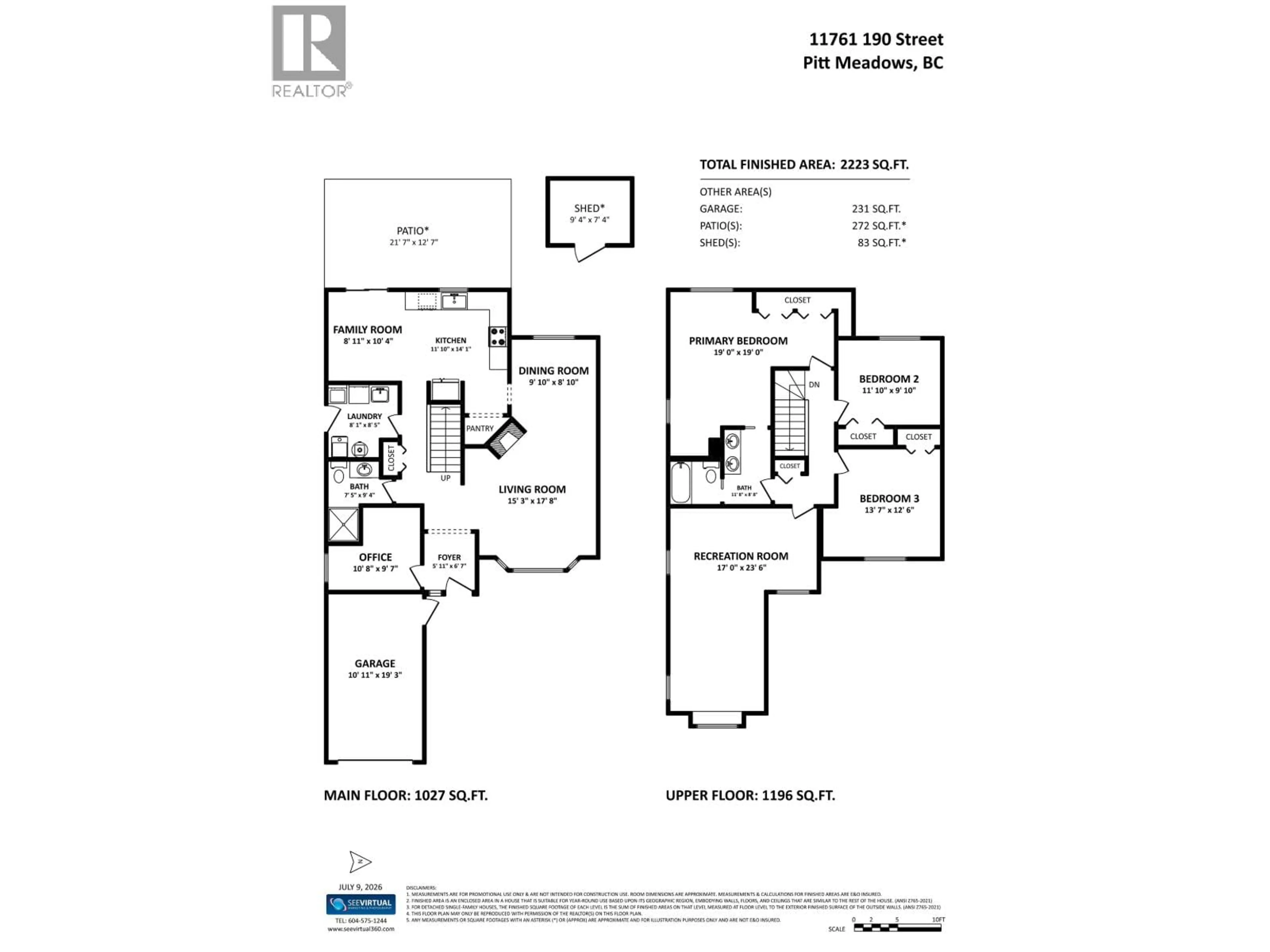 Floor plan for 11761 190 STREET, Pitt Meadows British Columbia V3Y1Y2