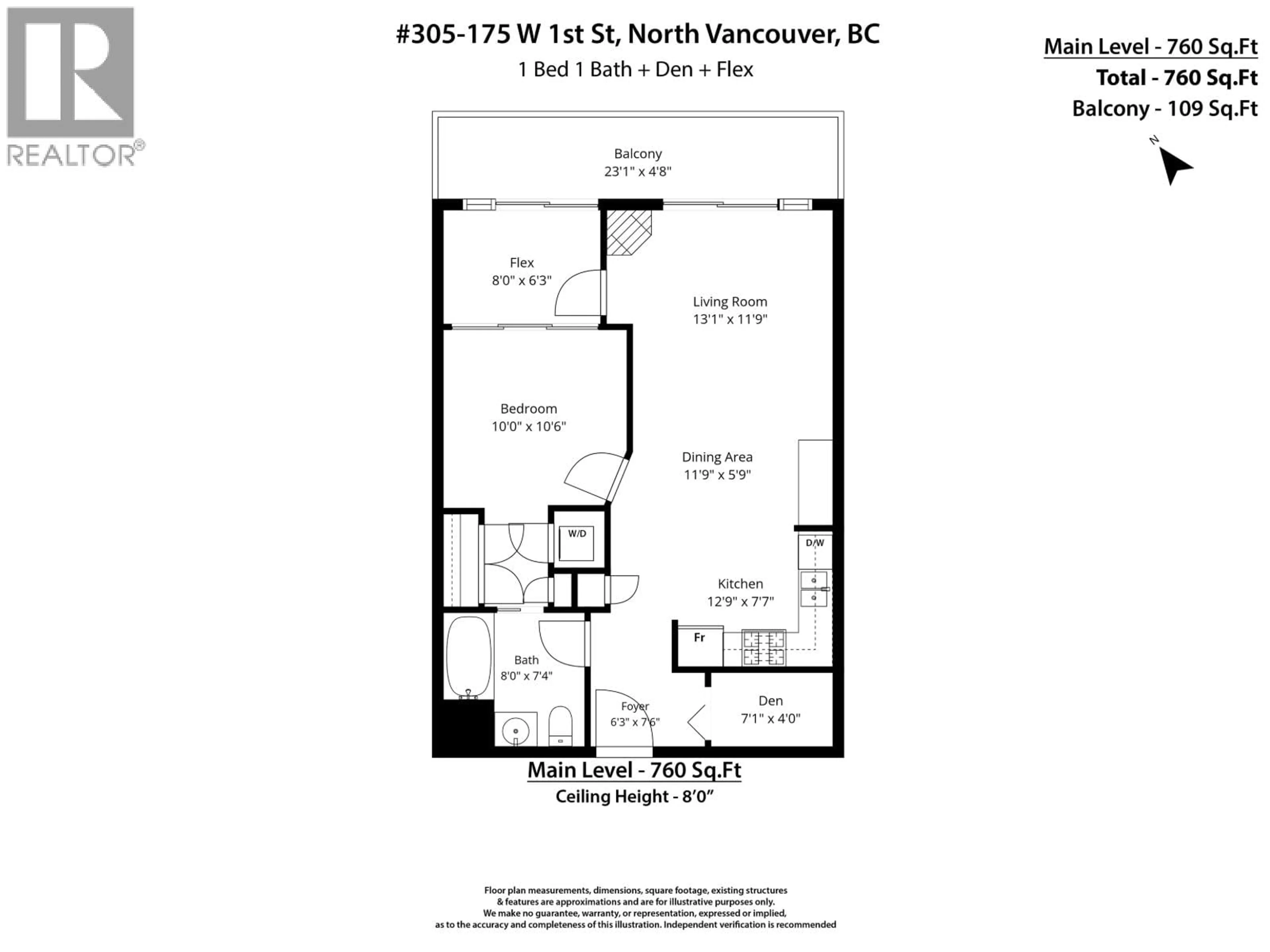 Floor plan for 305 - 175 1ST STREET, North Vancouver British Columbia V7M3N9