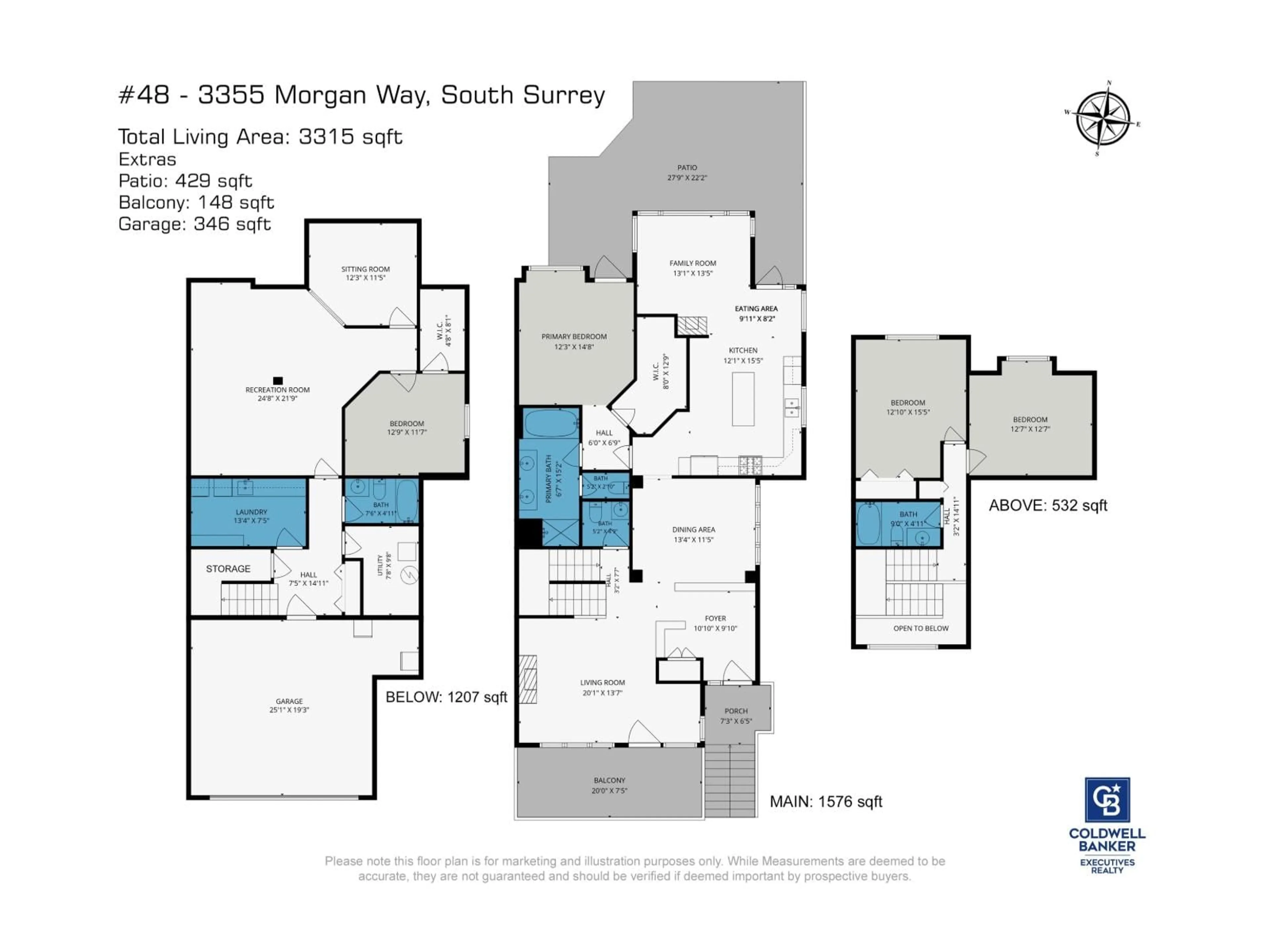 Floor plan for 48 - 3355 MORGAN CREEK WAY, Surrey British Columbia V3Z0J9