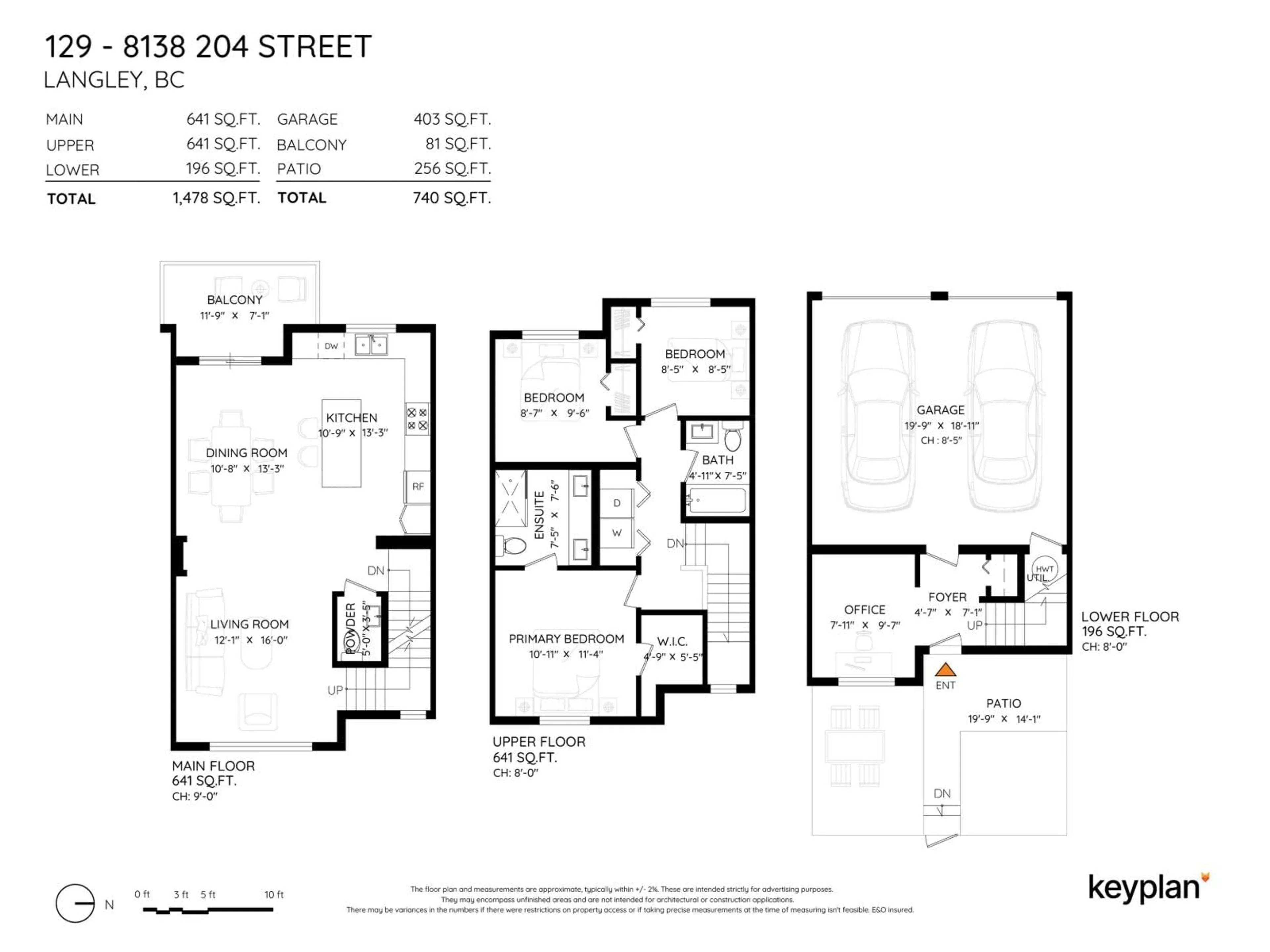 Floor plan for 129 - 8138 204 STREET, Langley British Columbia V2Y0T4