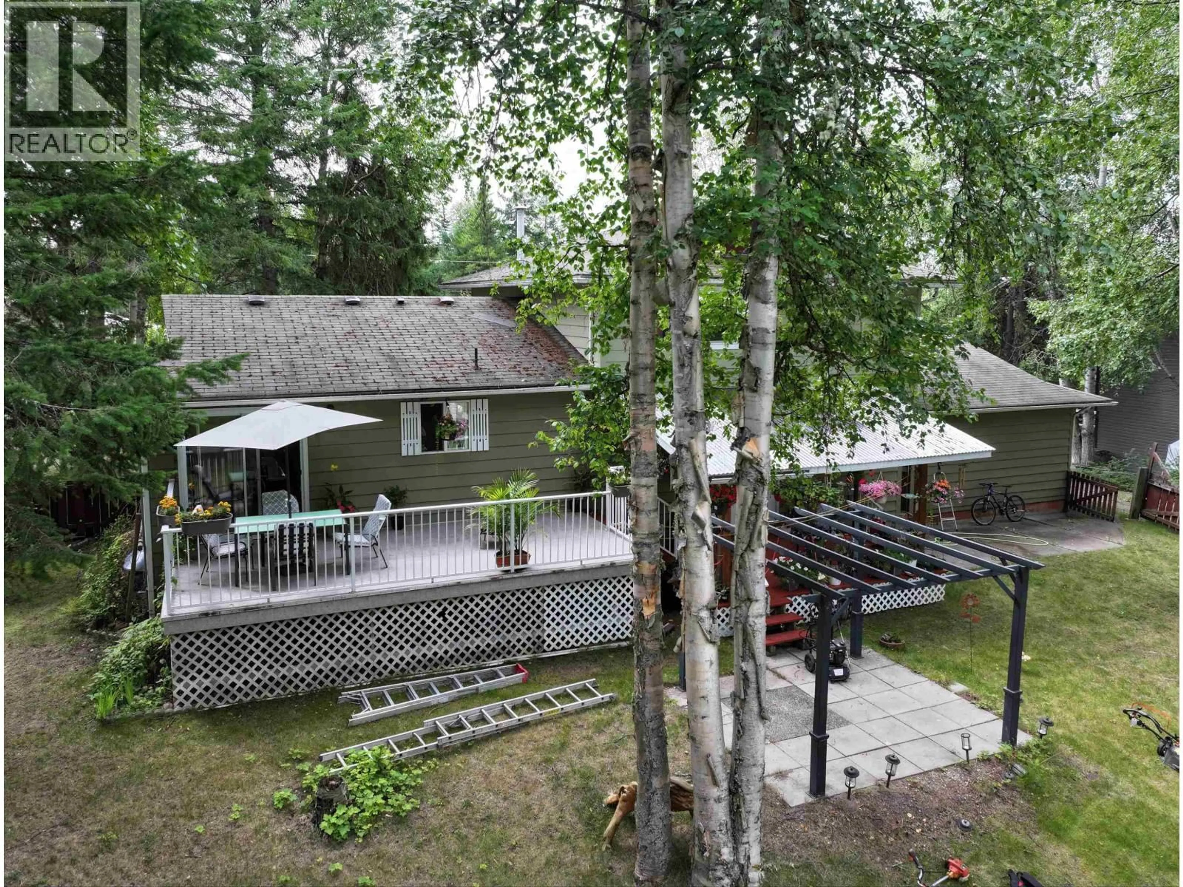 A pic from outside/outdoor area/front of a property/back of a property/a pic from drone, forest/trees view for 2850 GAVLIN ROAD, Quesnel British Columbia V2J4Z9