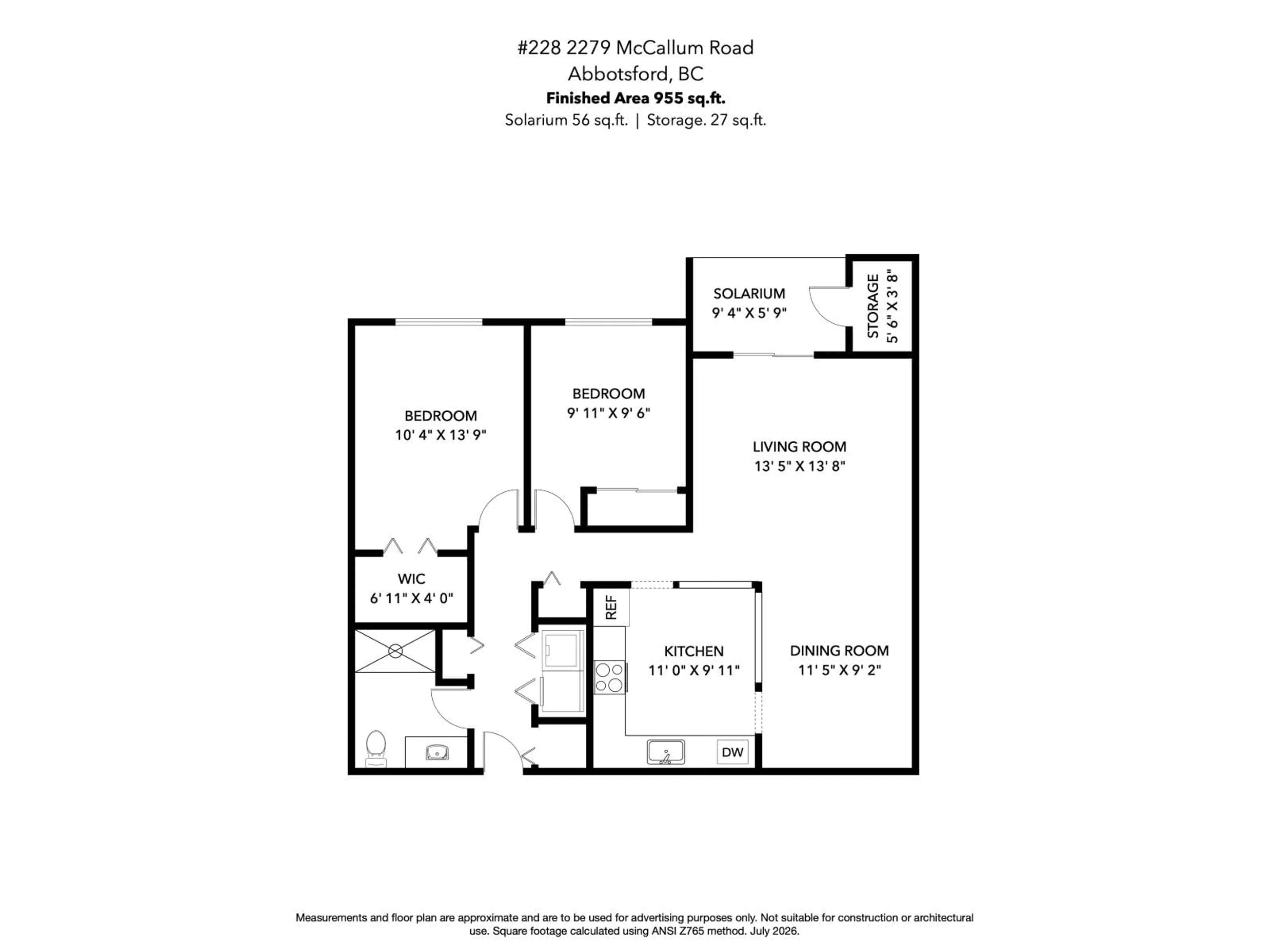 Floor plan for 228 - 2279 MCCALLUM ROAD, Abbotsford British Columbia V2S6J1
