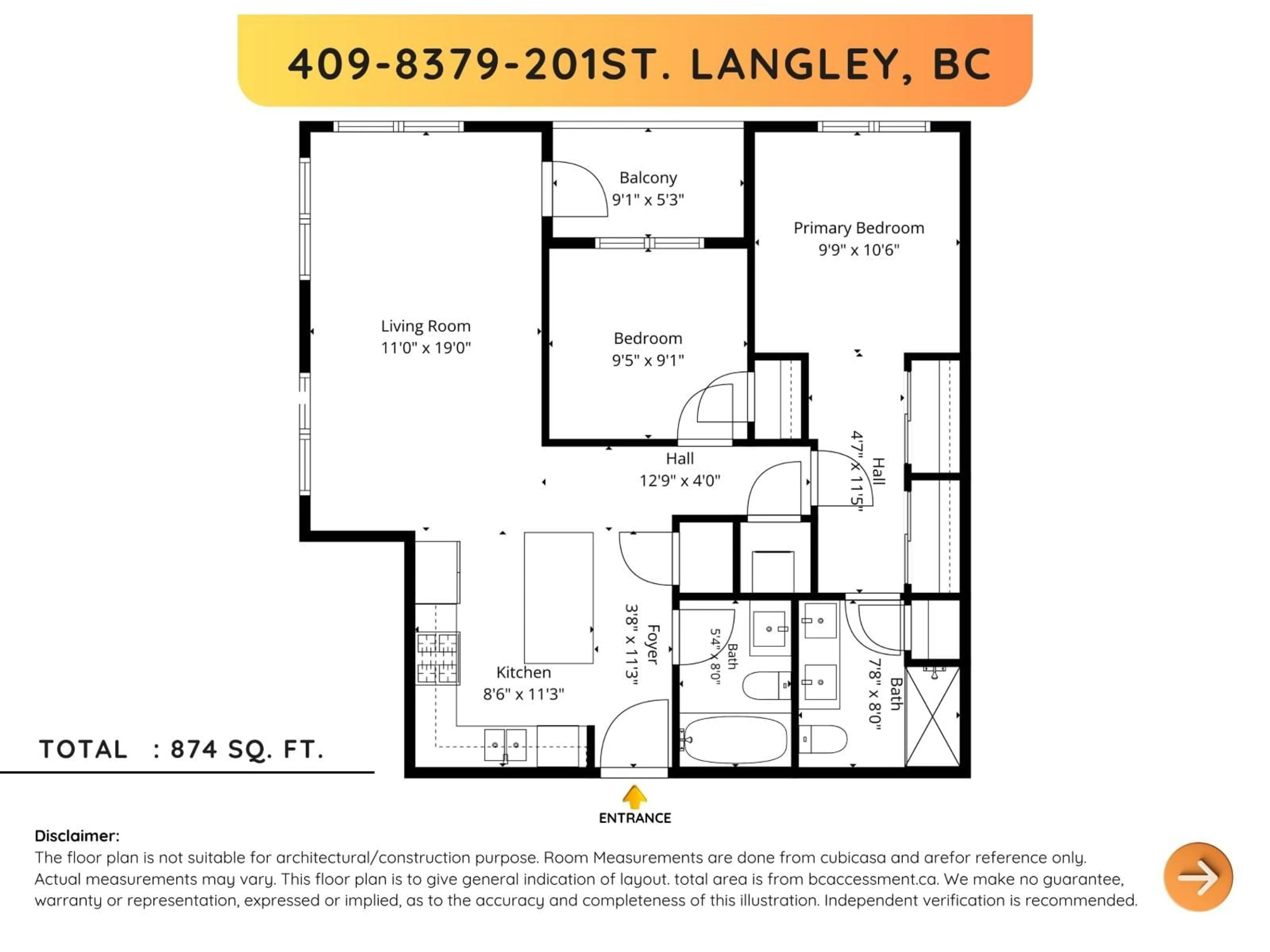 Floor plan for 409 - 8379 201 STREET, Langley British Columbia V2Y3S6