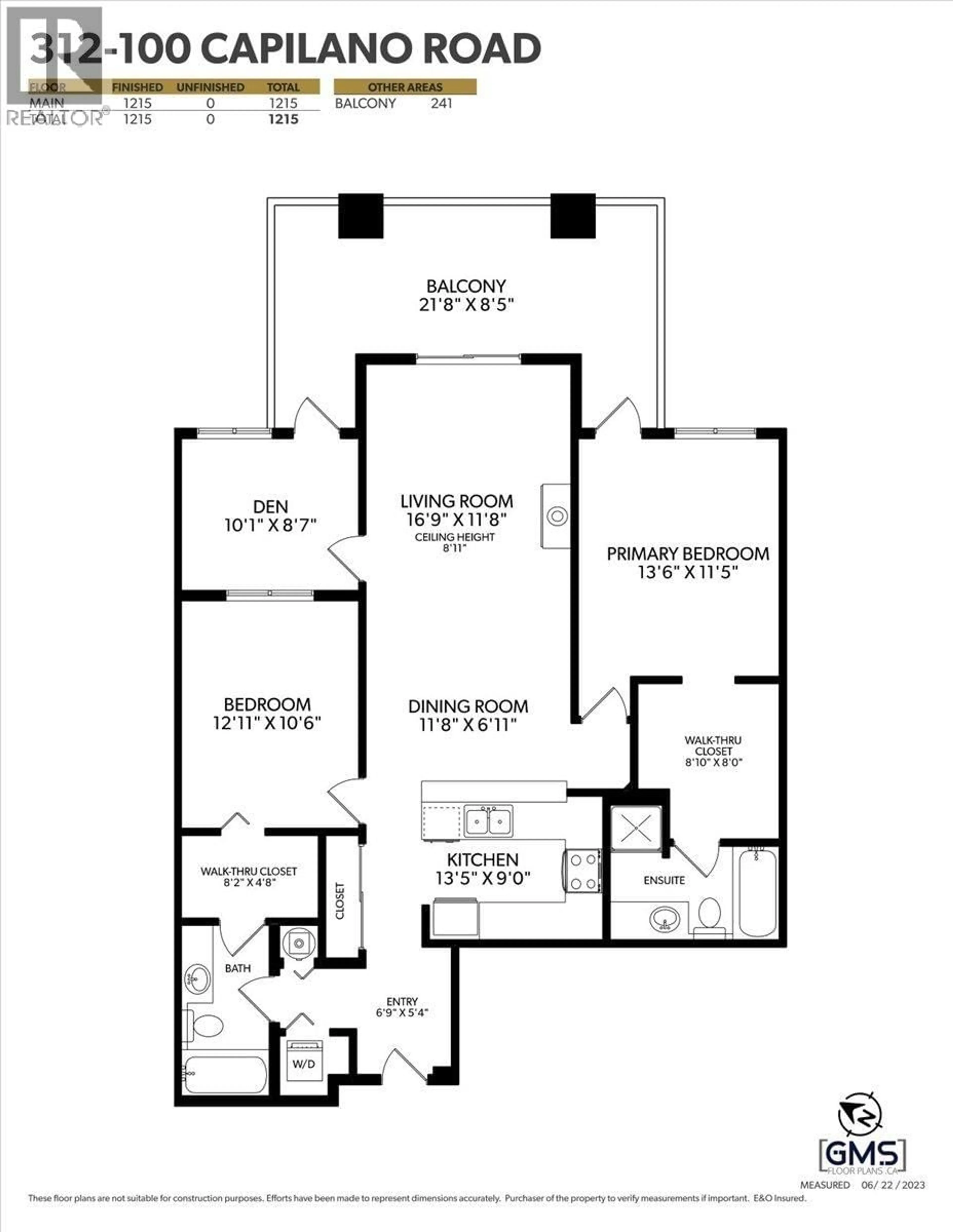 Floor plan for 312 - 100 CAPILANO ROAD, Port Moody British Columbia V3H5M9