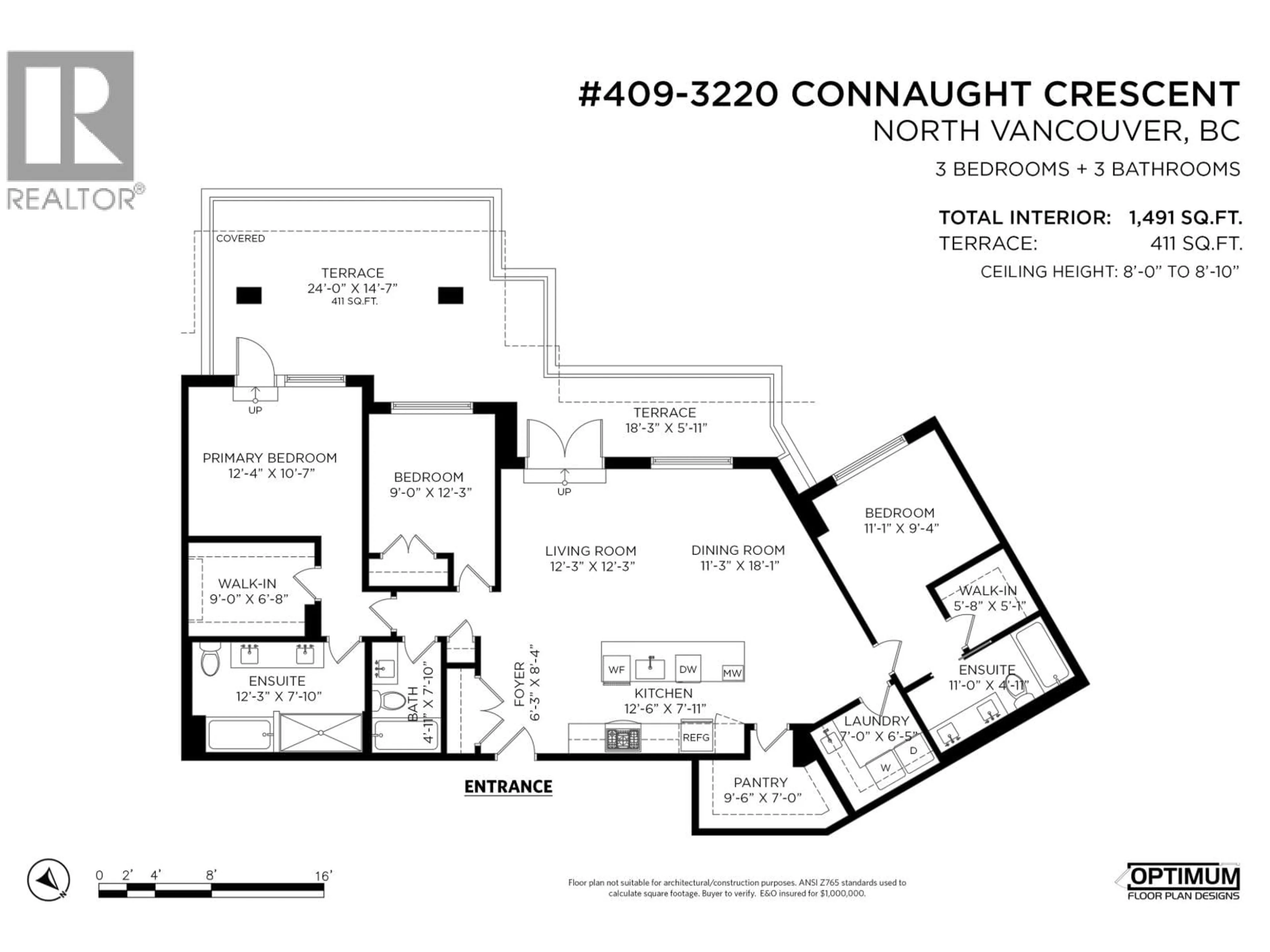 Floor plan for 409 - 3220 CONNAUGHT CRESCENT, North Vancouver British Columbia V7R0A5