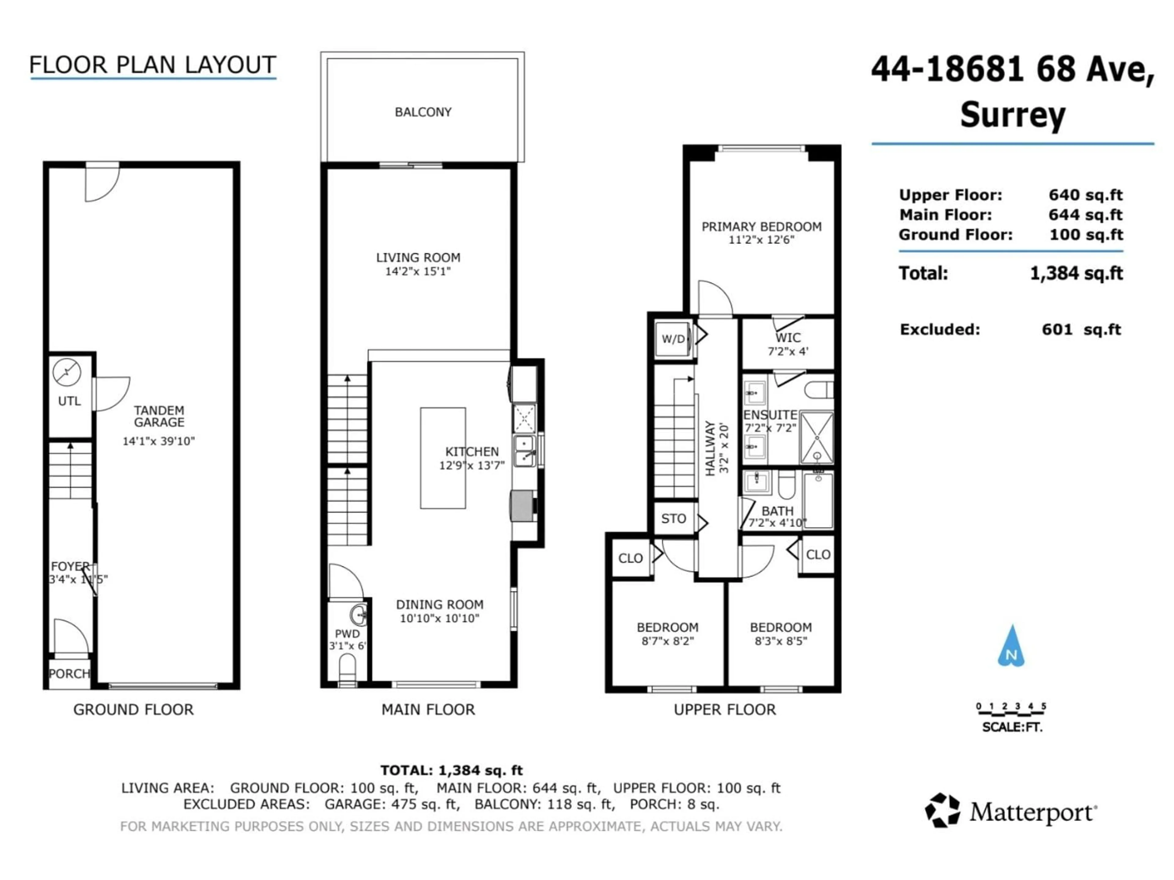 Floor plan for 44 - 18681 68 AVENUE, Surrey British Columbia V4N6P3