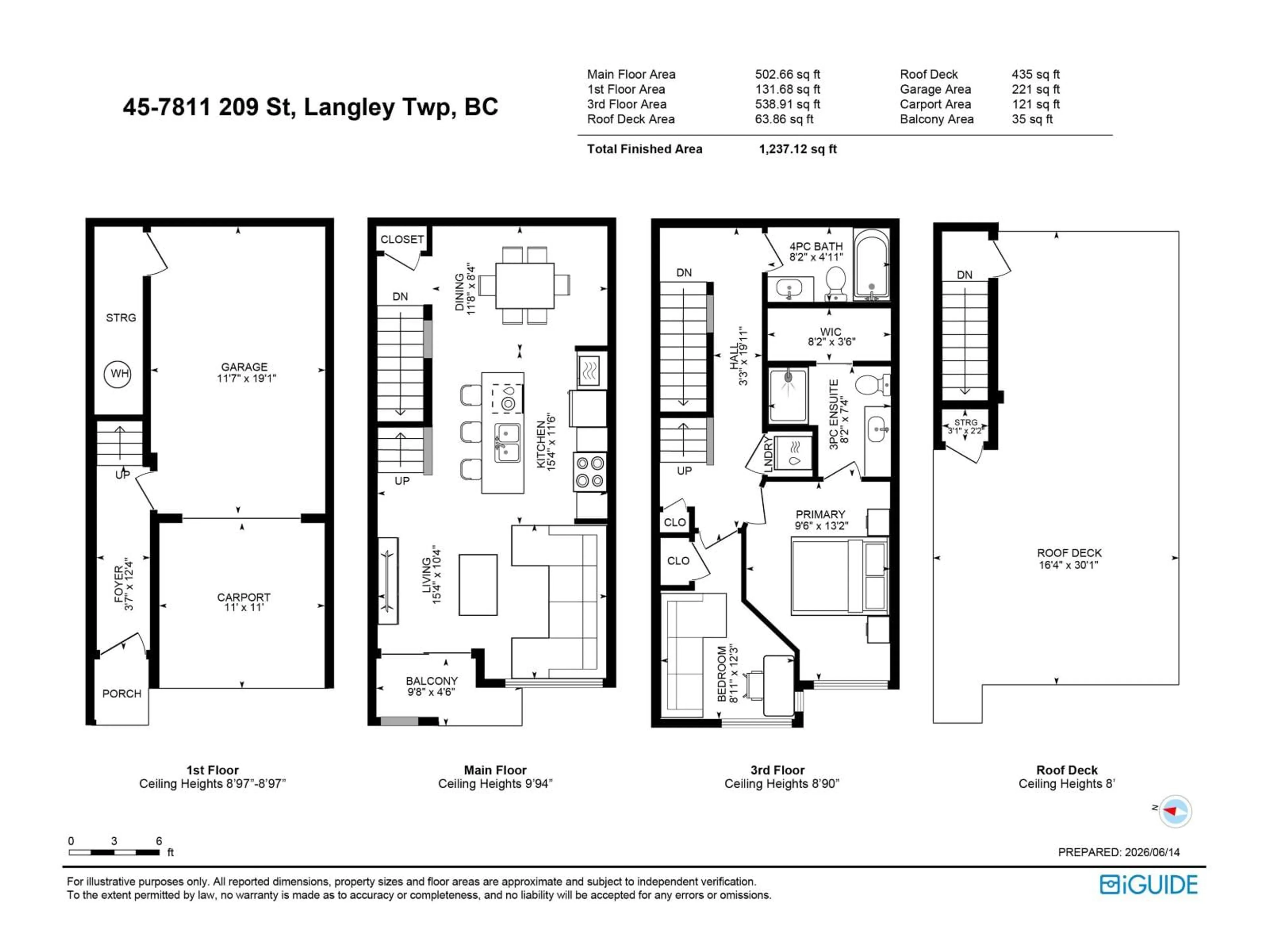 Floor plan for 45 - 7811 209 STREET, Langley British Columbia V2Y0P2