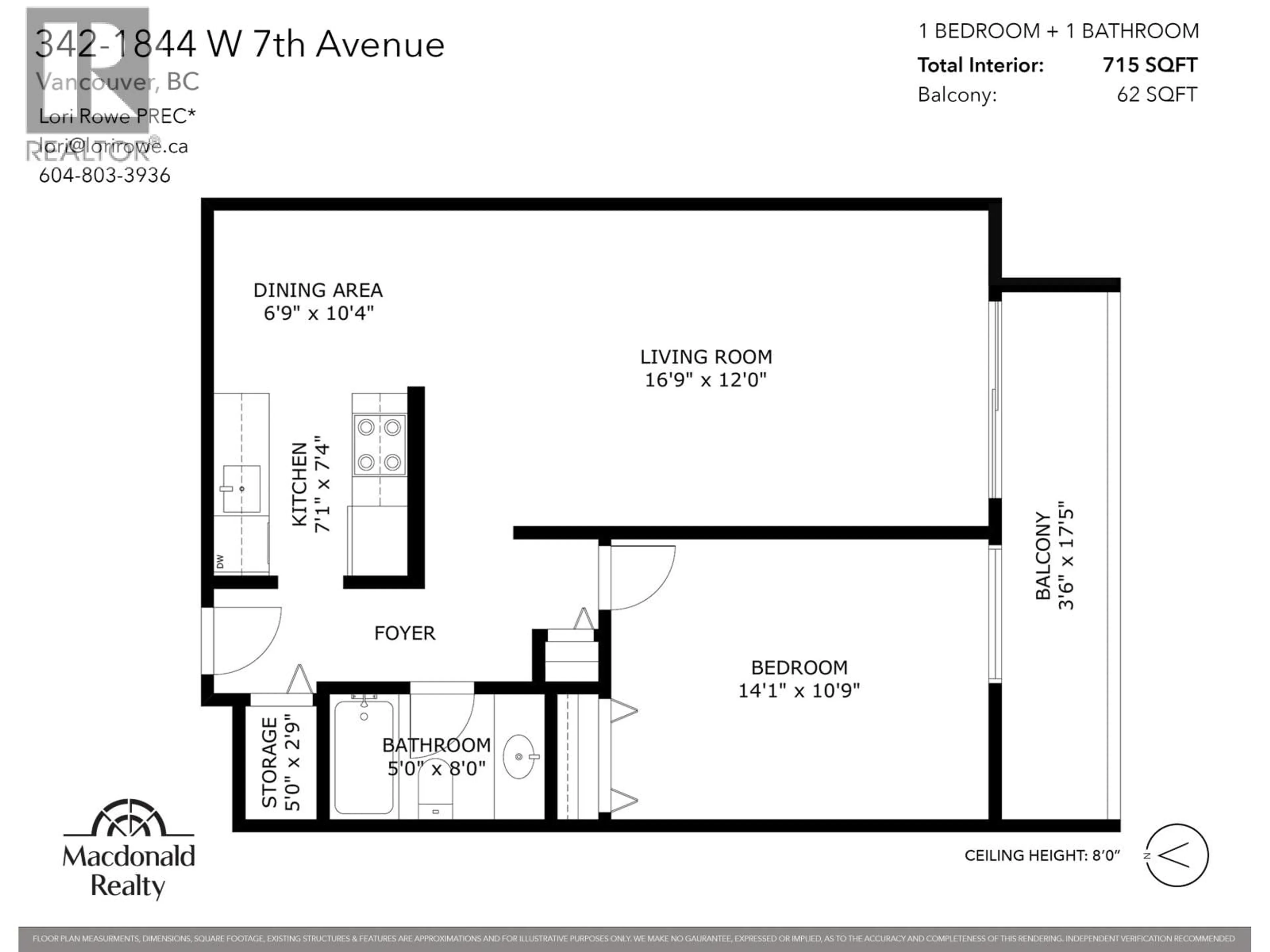 Floor plan for 342 - 1844 7TH AVENUE, Vancouver British Columbia V6J1S8
