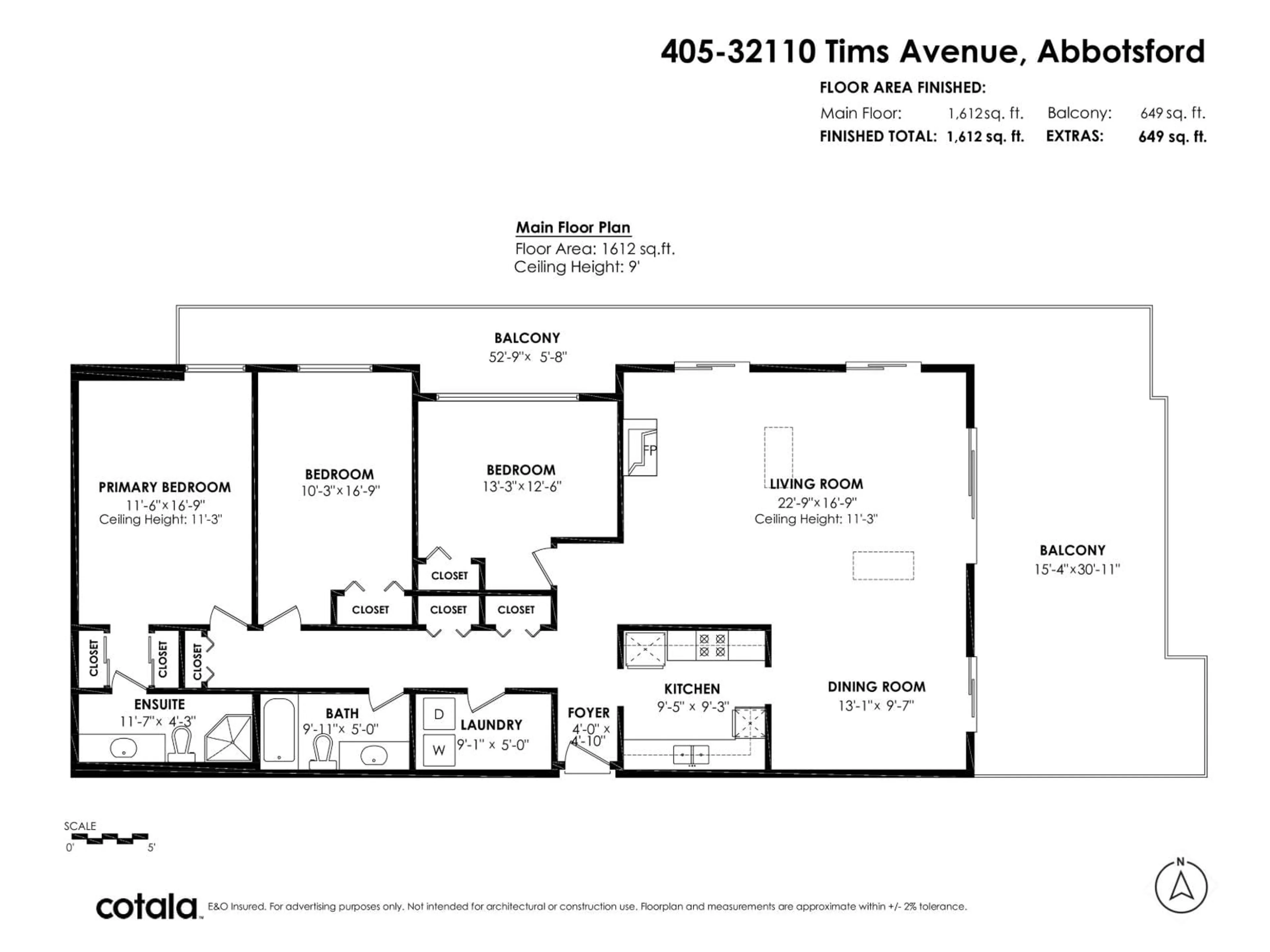 Floor plan for 405 - 32110 TIMS AVENUE, Abbotsford British Columbia V2T2H4