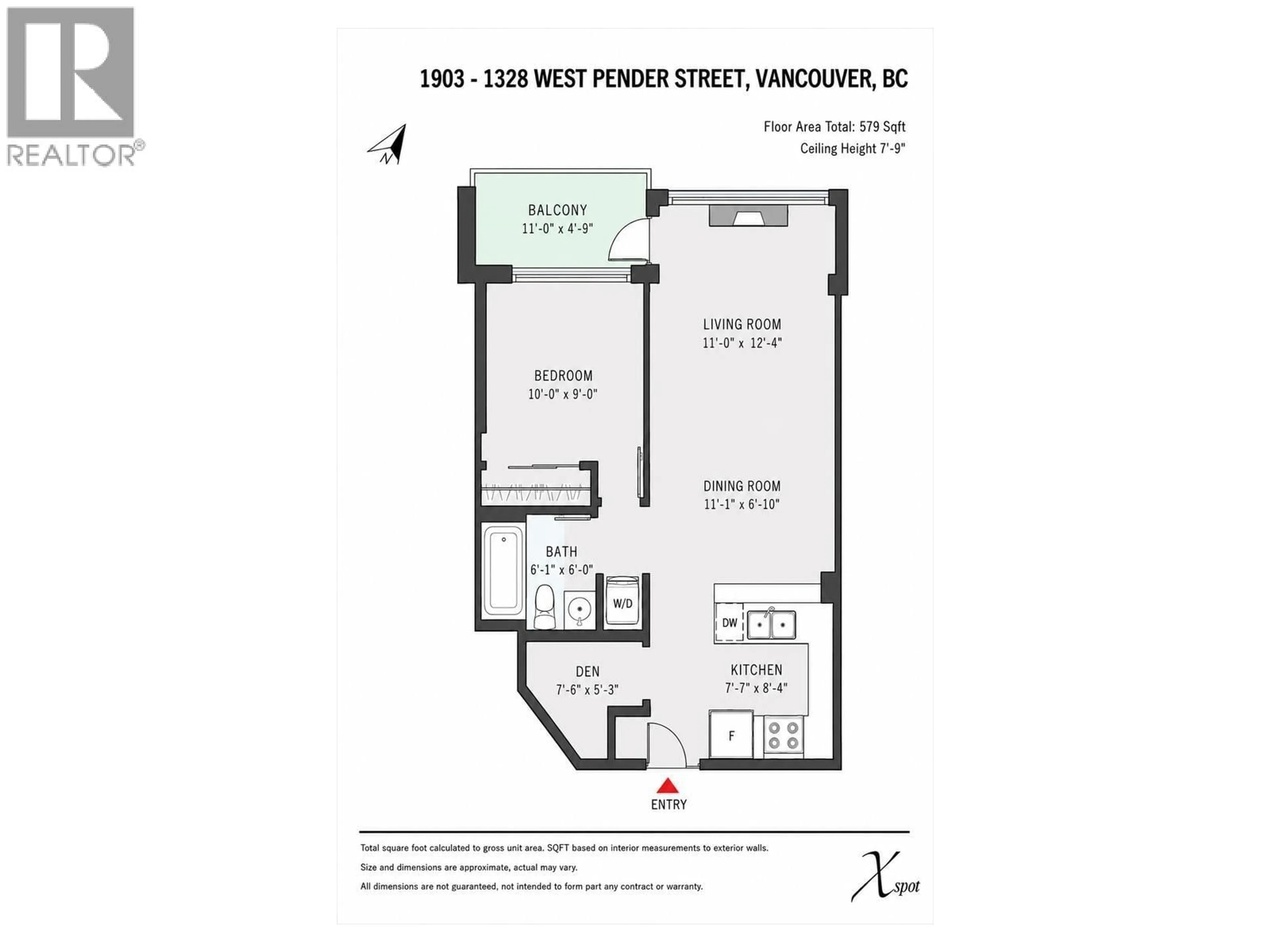 Floor plan for 1903 - 1328 PENDER STREET, Vancouver British Columbia V6E4T1