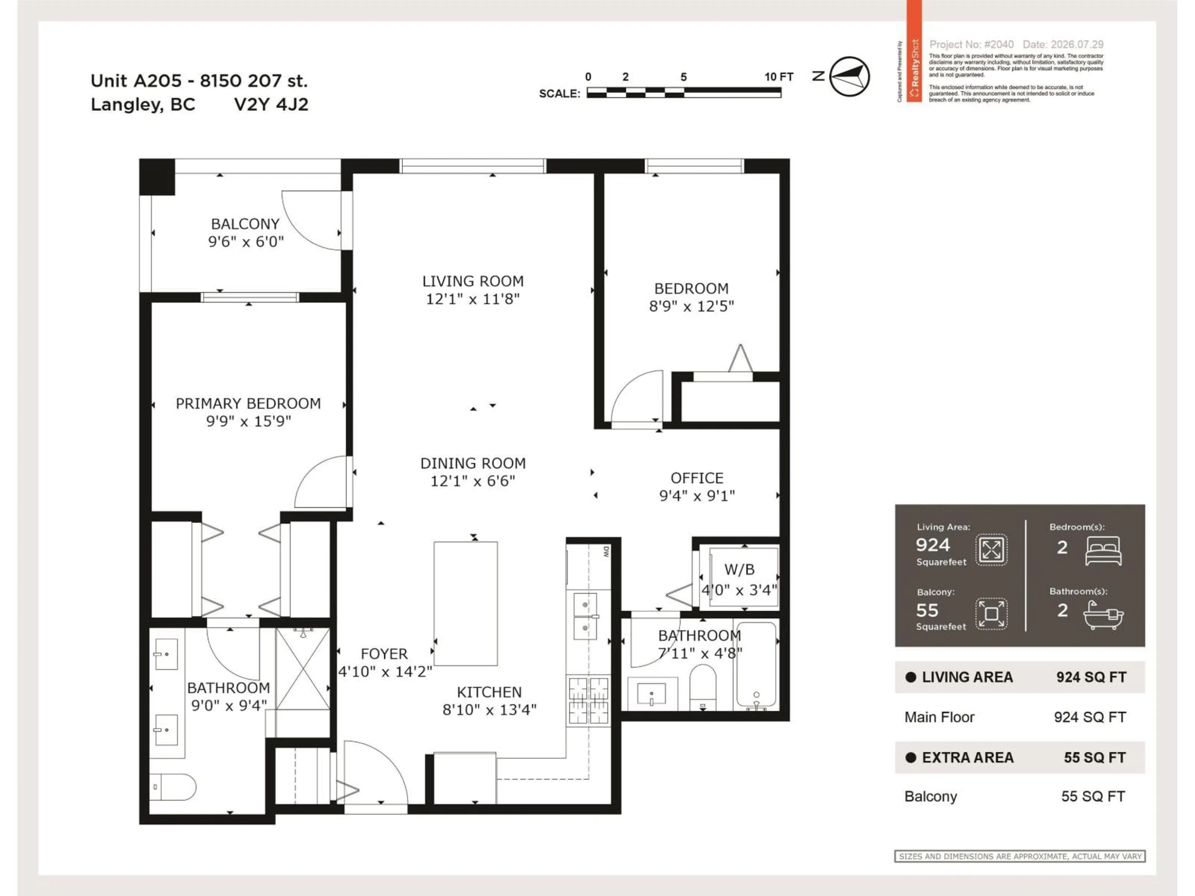 Floor plan for A205 - 8150 207 STREET, Langley British Columbia V2Y4J2