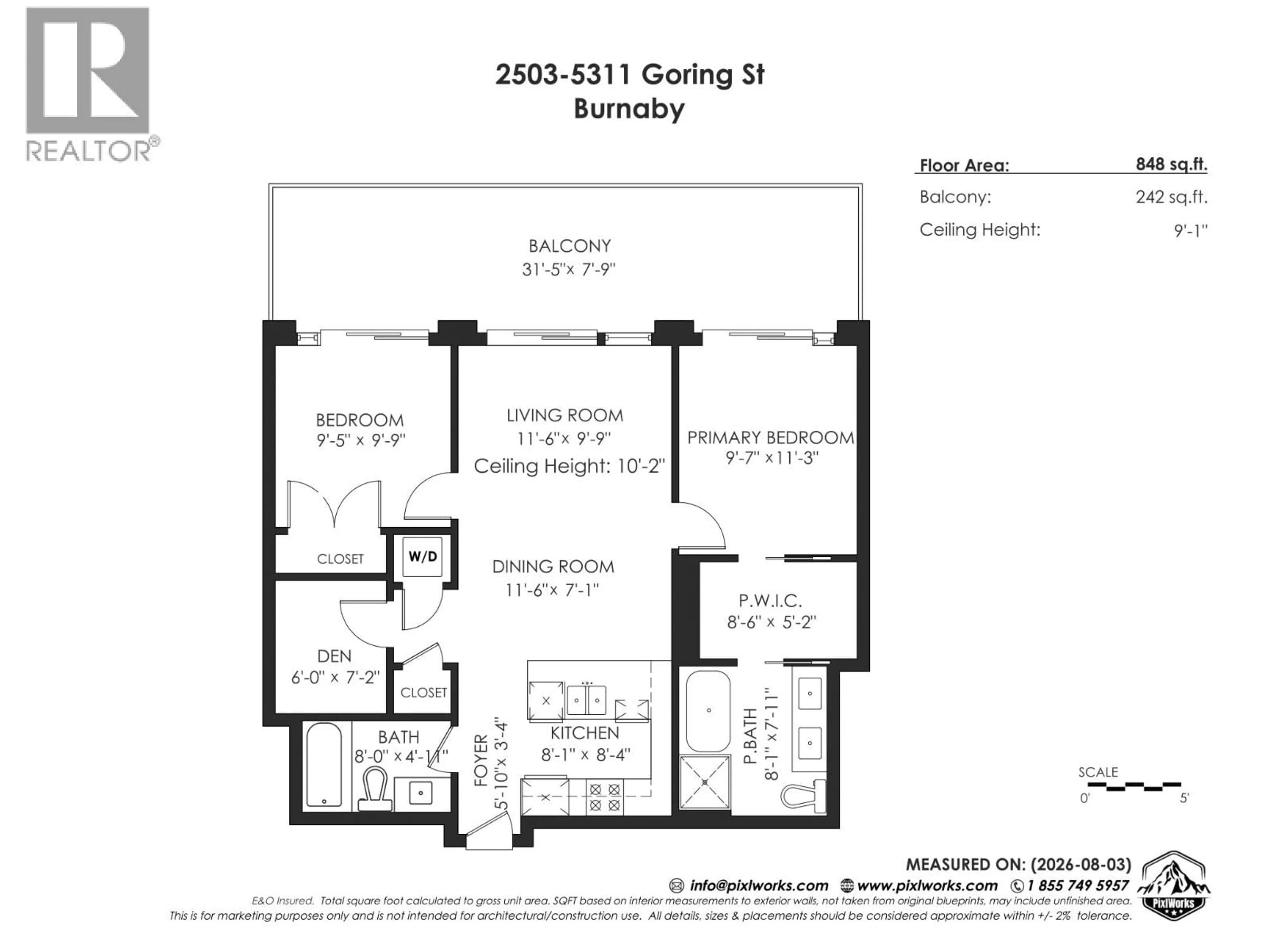 Floor plan for 2503 - 5311 GORING STREET, Burnaby British Columbia V5B0B5