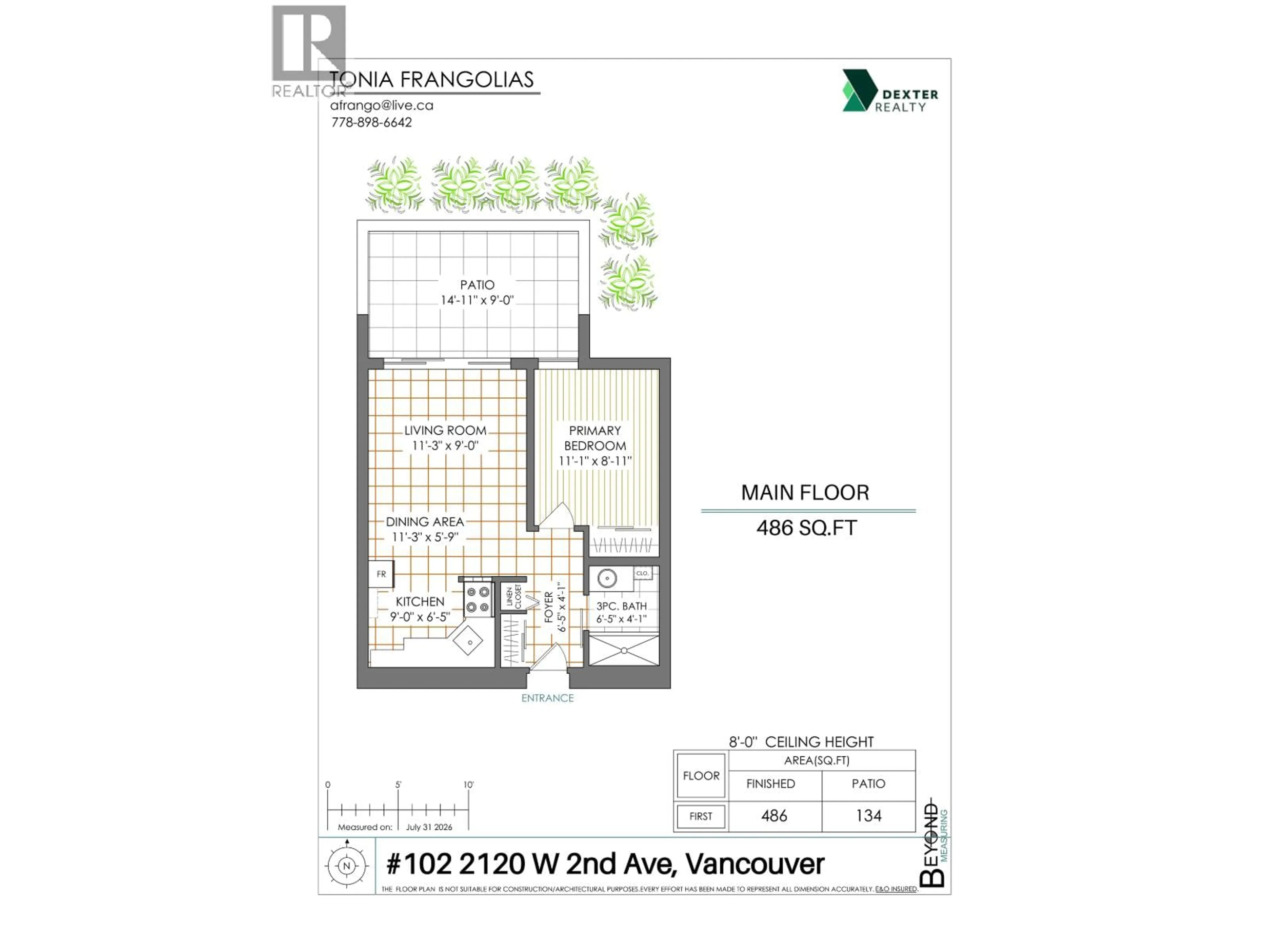 Floor plan for 102 - 2120 2ND AVENUE, Vancouver British Columbia V6K1H6