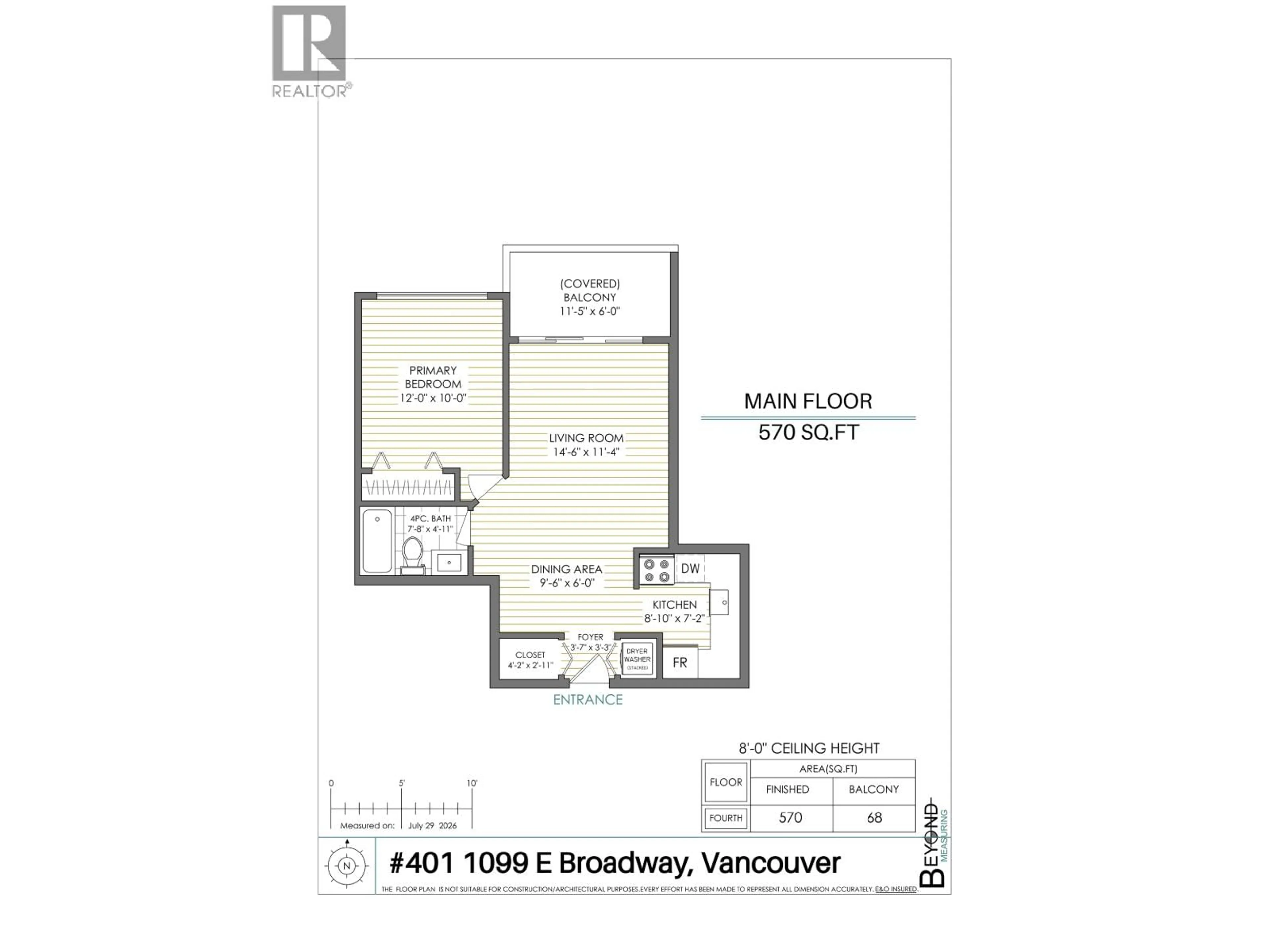Floor plan for 401 - 1099 BROADWAY, Vancouver British Columbia V5T1Y5