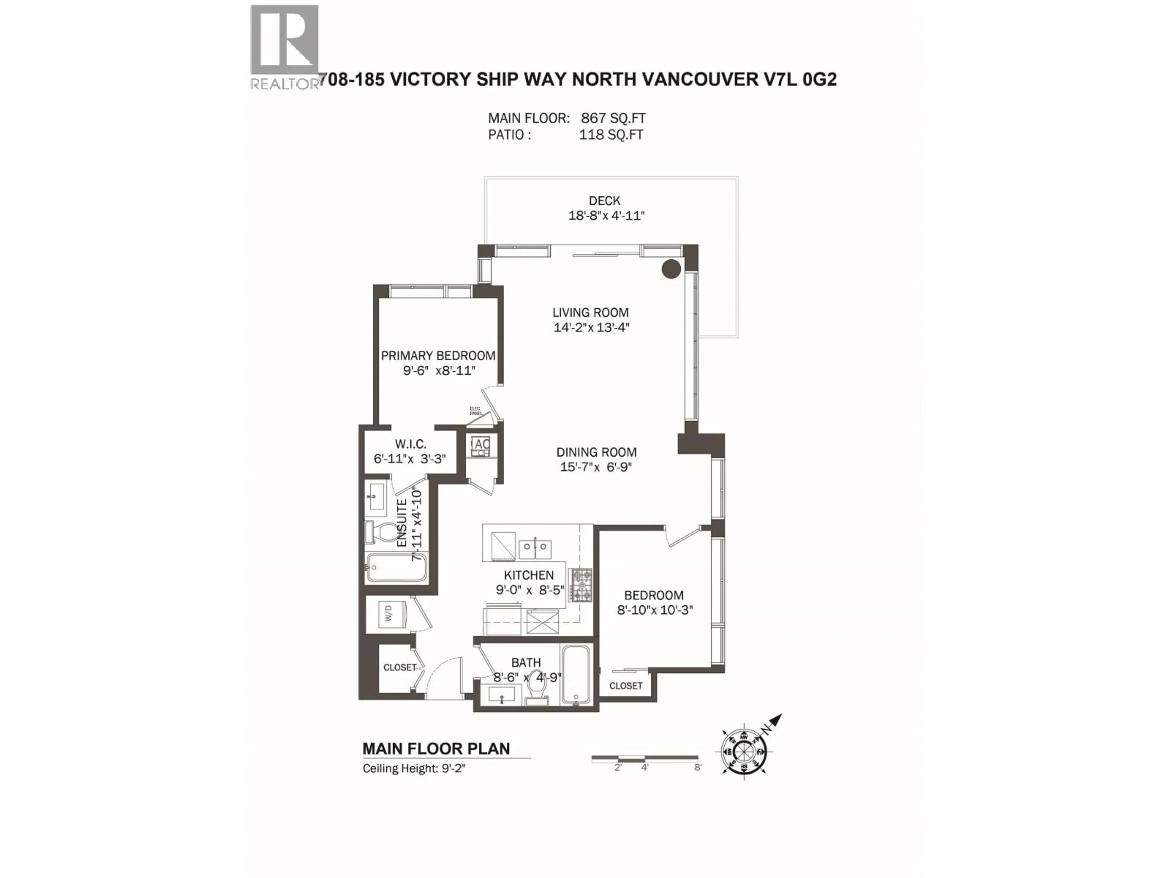 Floor plan for 708 - 185 VICTORY SHIP WAY, North Vancouver British Columbia V7L0G2