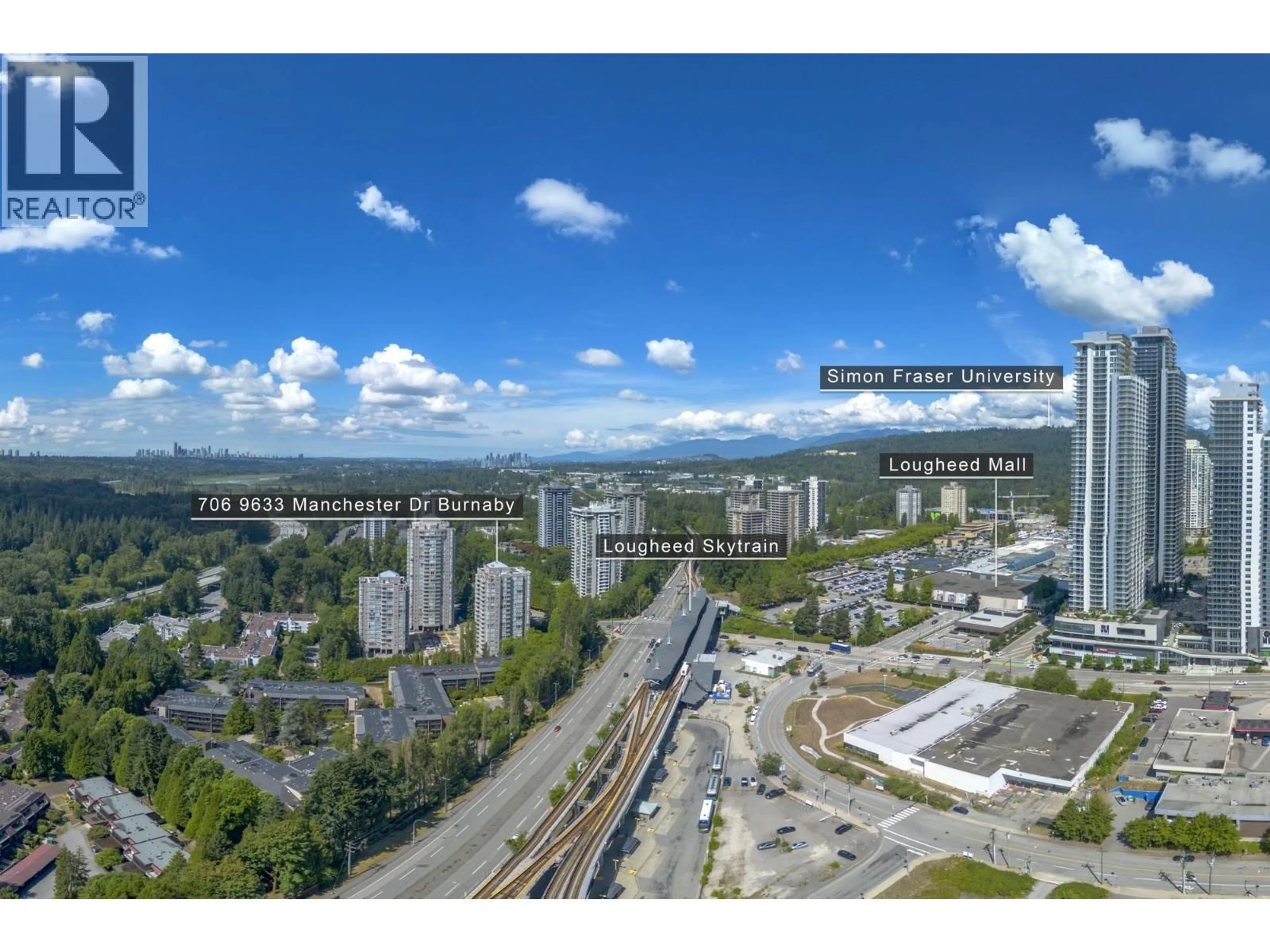 A pic from outside/outdoor area/front of a property/back of a property/a pic from drone, city buildings view from balcony for 706 - 9633 MANCHESTER DRIVE, Burnaby British Columbia V3N4Y9