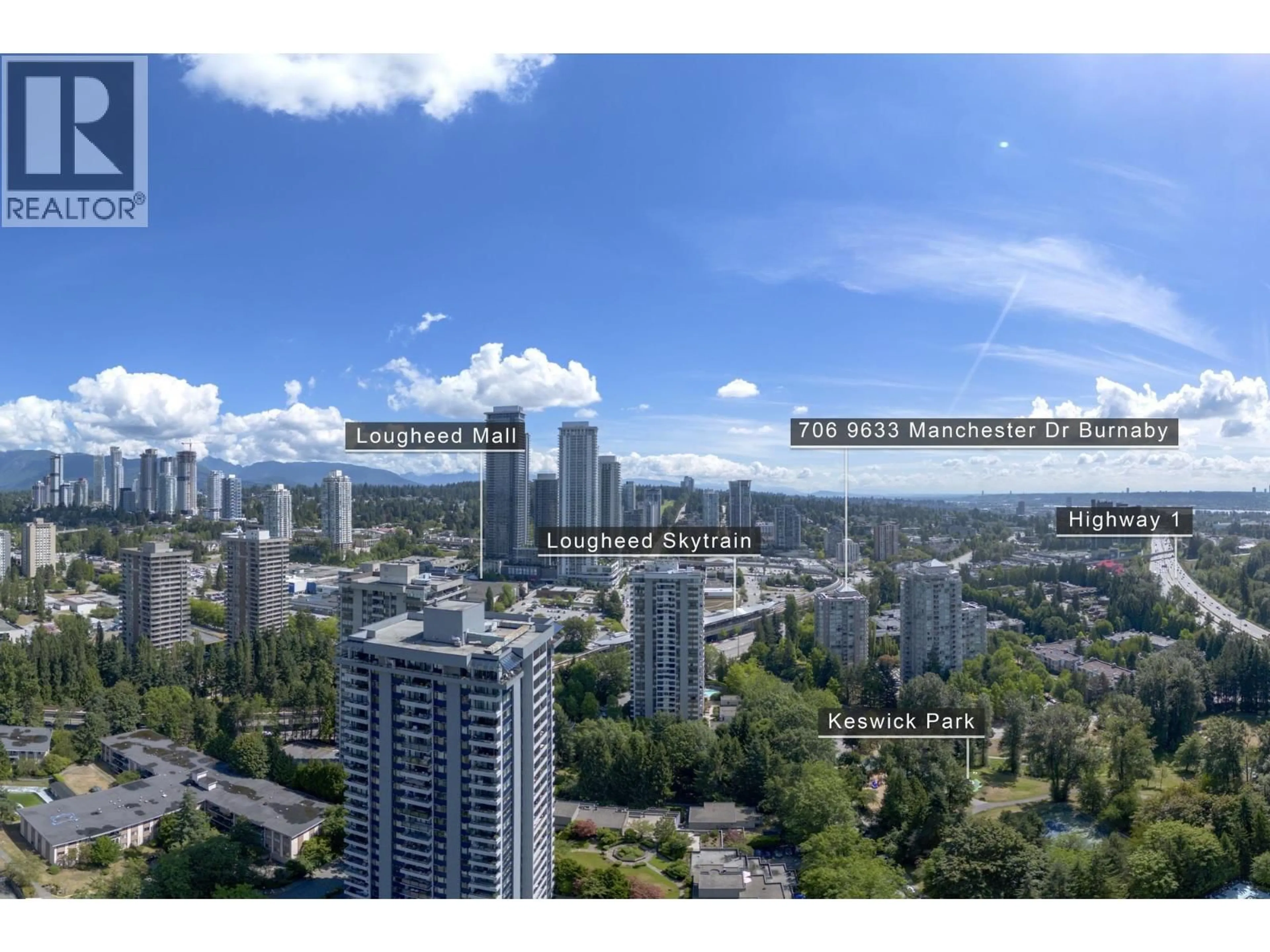 A pic from outside/outdoor area/front of a property/back of a property/a pic from drone, city buildings view from balcony for 706 - 9633 MANCHESTER DRIVE, Burnaby British Columbia V3N4Y9