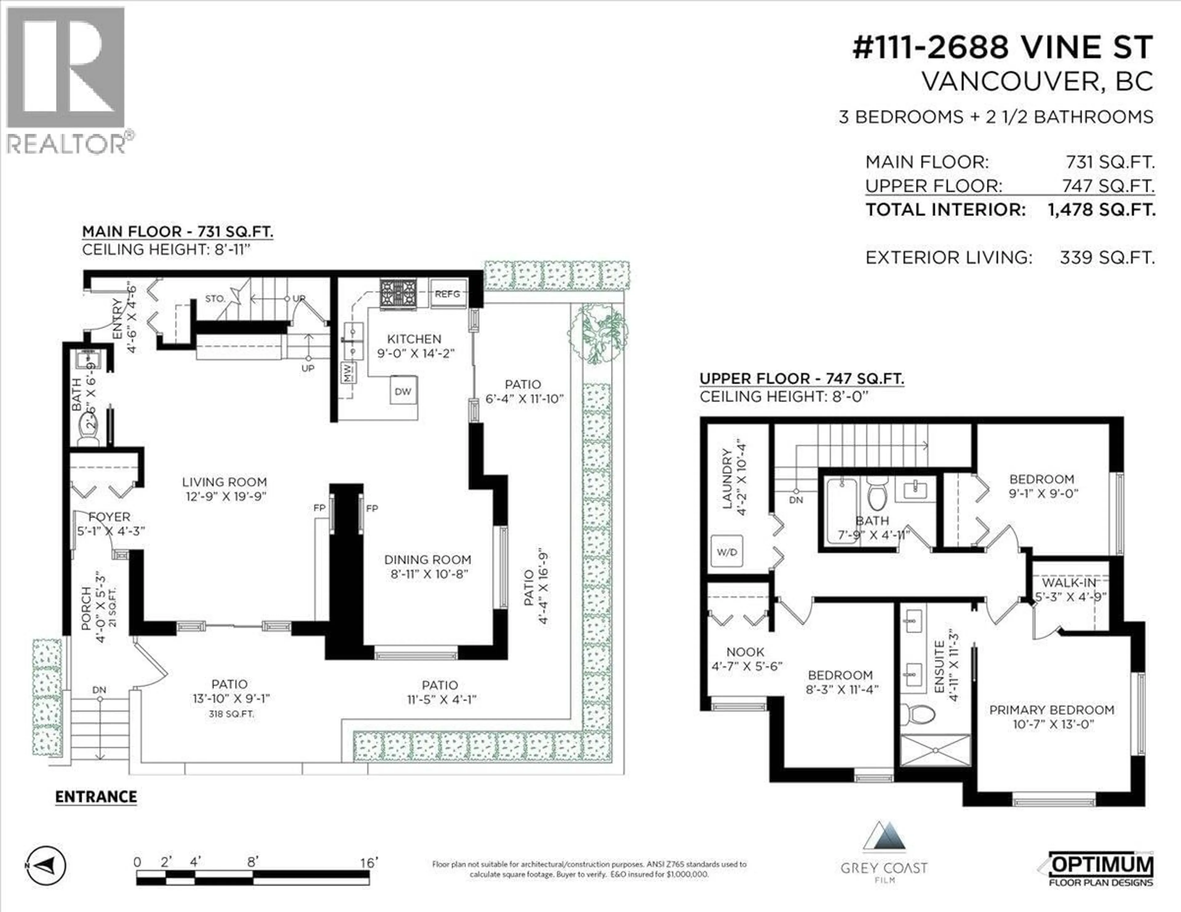 Floor plan for 111 - 2688 VINE STREET, Vancouver British Columbia V6K4T6