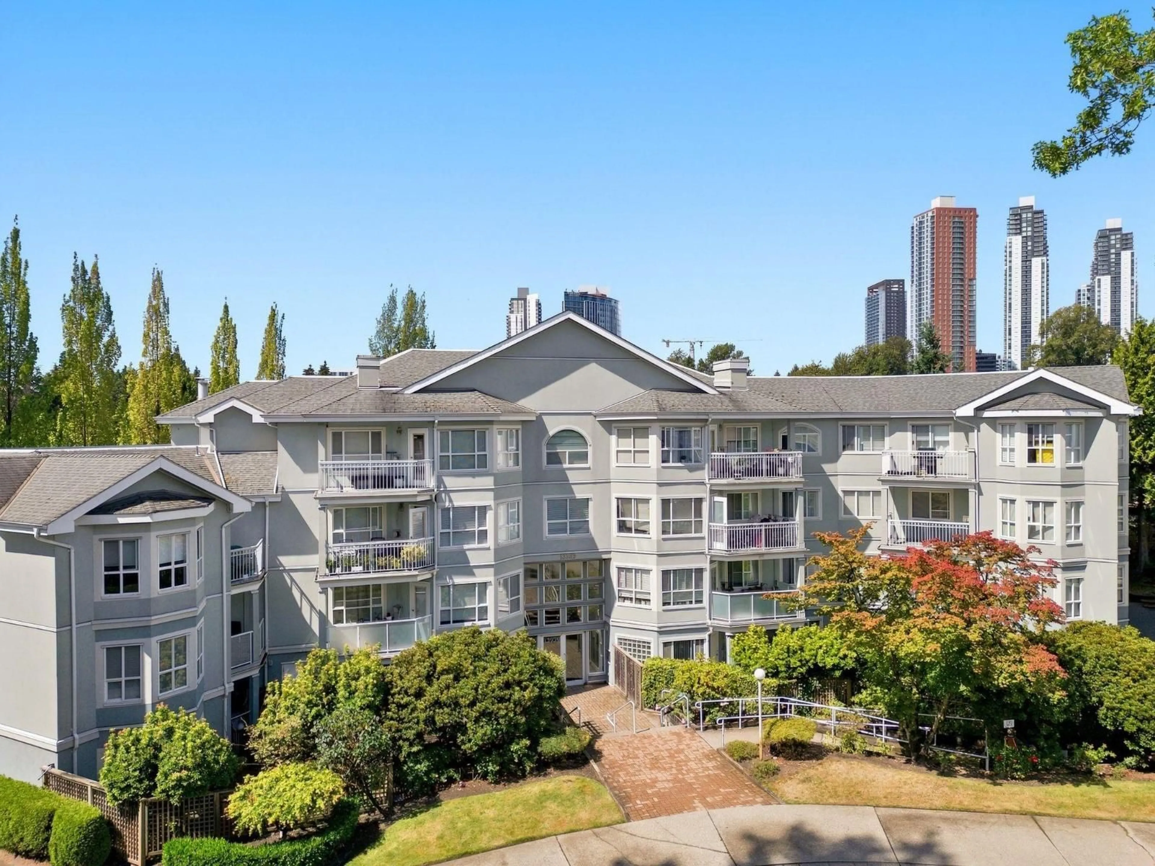 A pic from outside/outdoor area/front of a property/back of a property/a pic from drone, city buildings view from balcony for 309 - 13939 LAUREL DRIVE, Surrey British Columbia V3T1A8