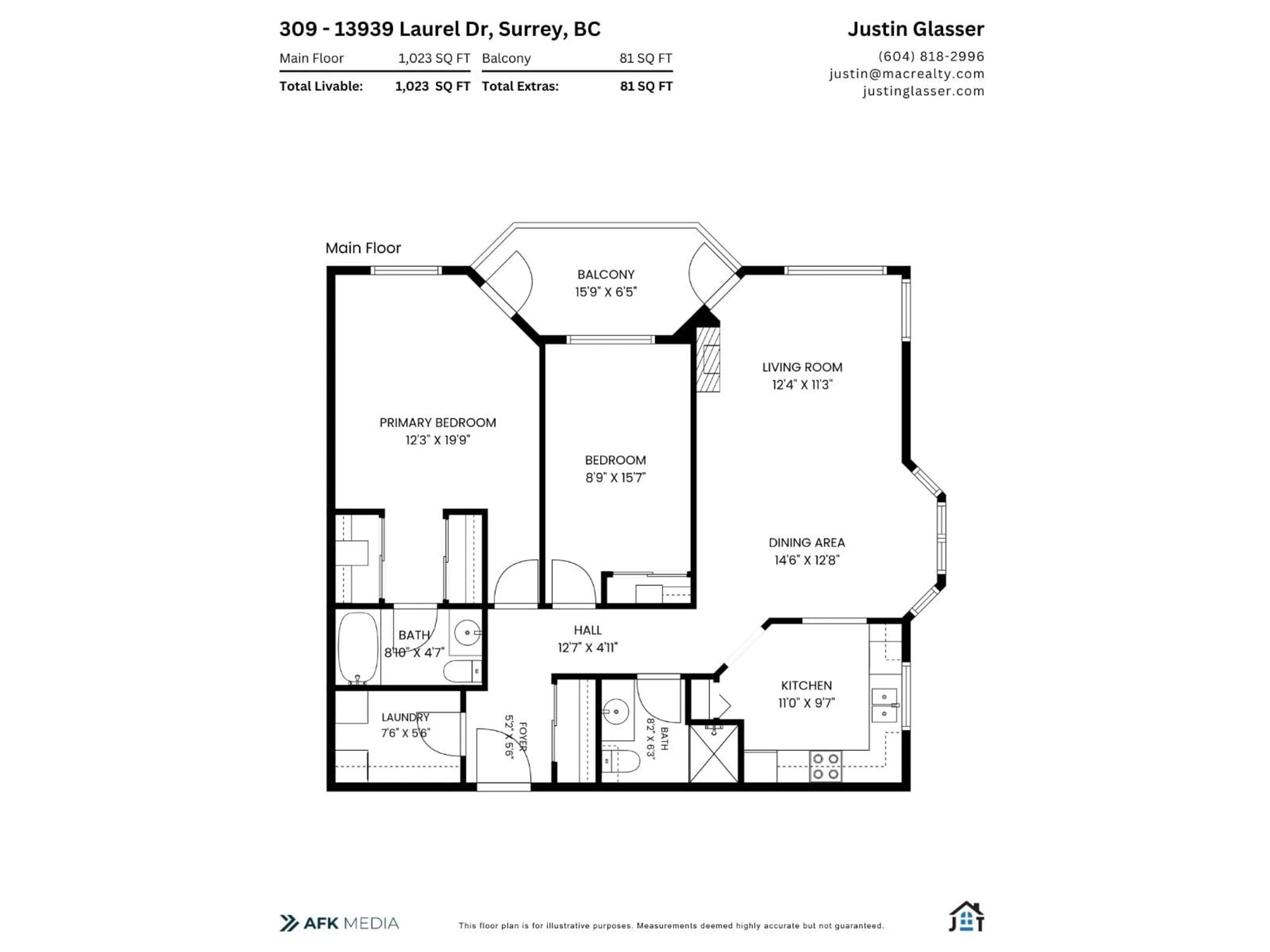 Floor plan for 309 - 13939 LAUREL DRIVE, Surrey British Columbia V3T1A8
