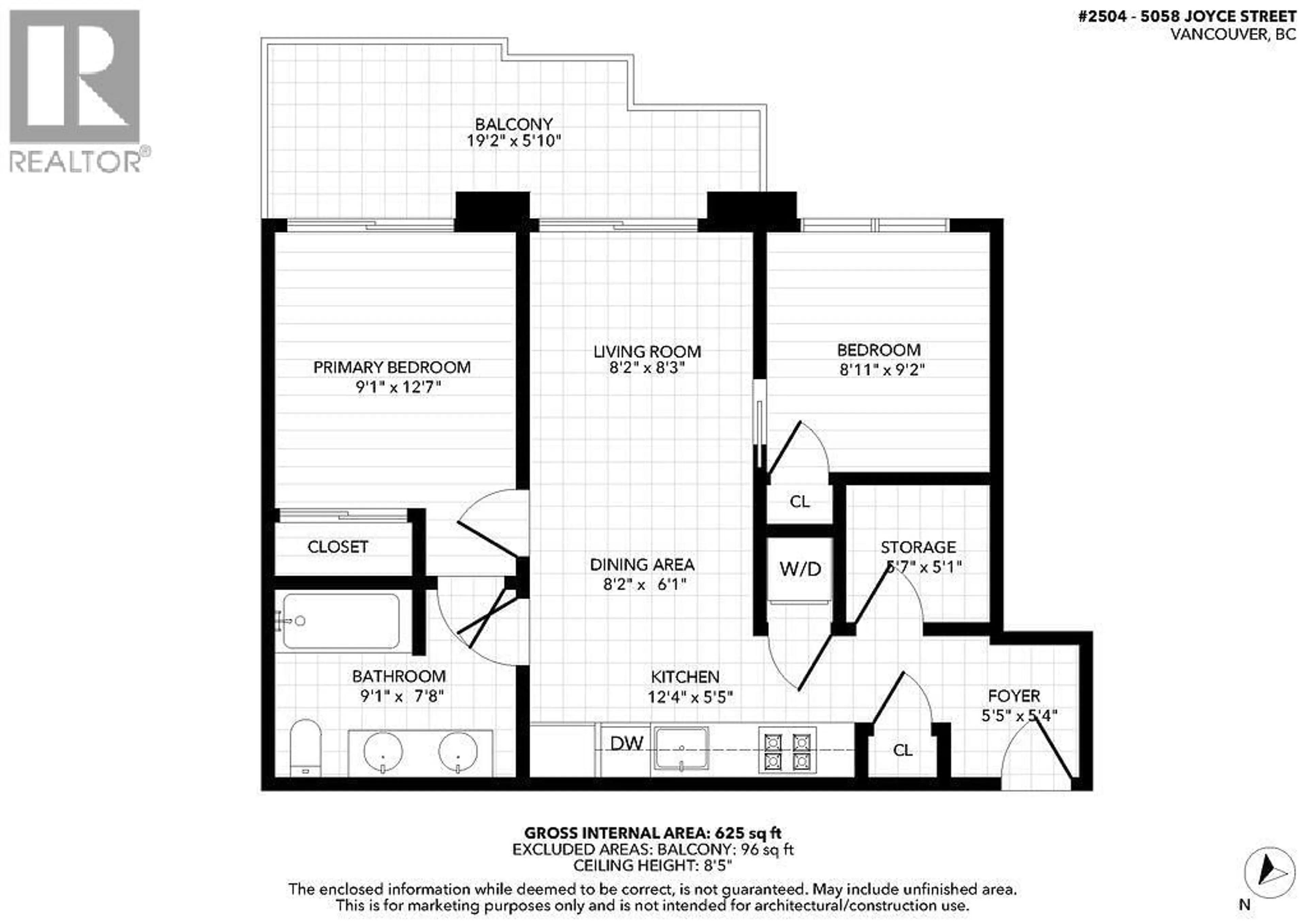 Floor plan for 2504 - 5058 JOYCE STREET, Vancouver British Columbia V5R0J9