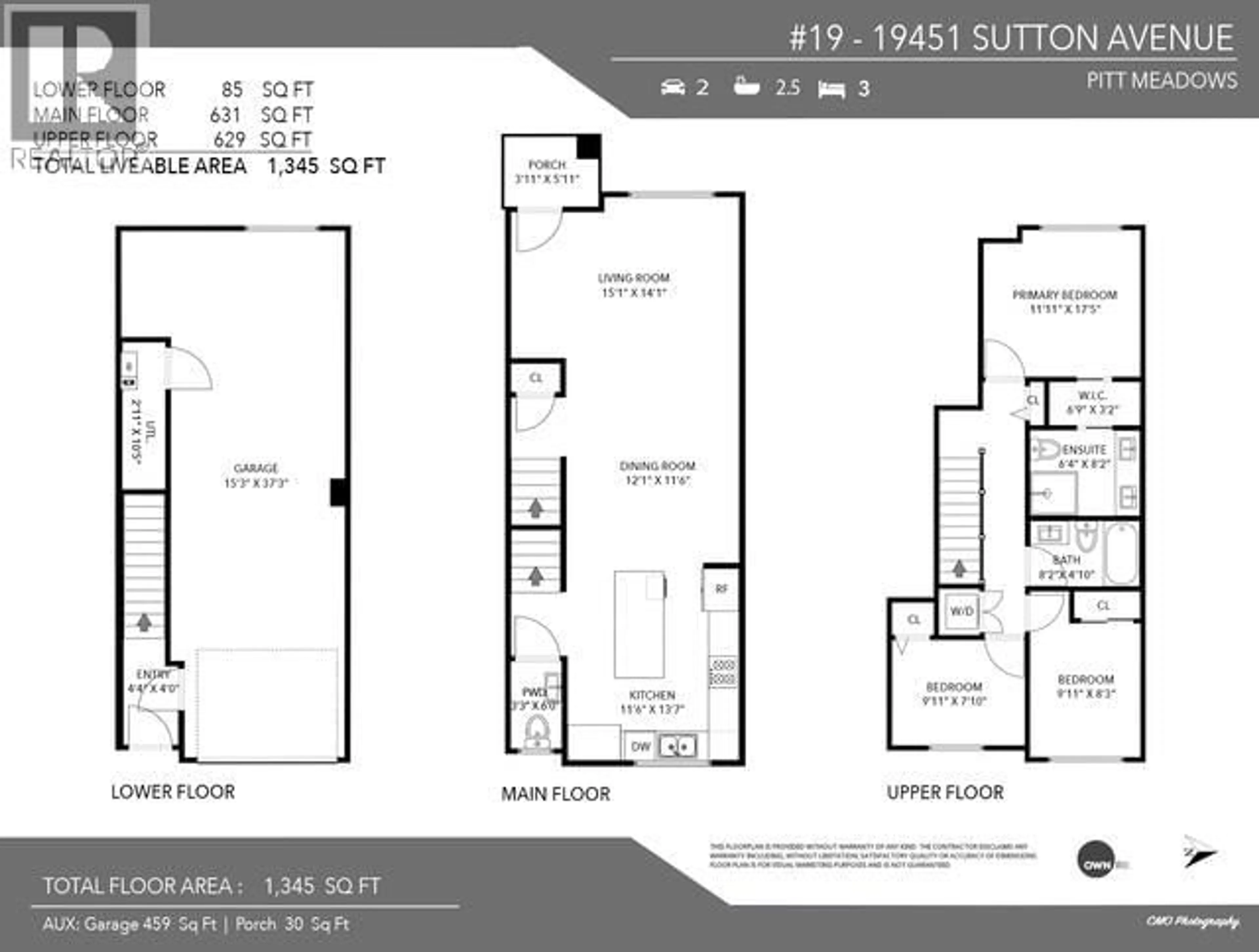 Floor plan for 19 - 19451 SUTTON AVENUE, Pitt Meadows British Columbia V3Y0G6
