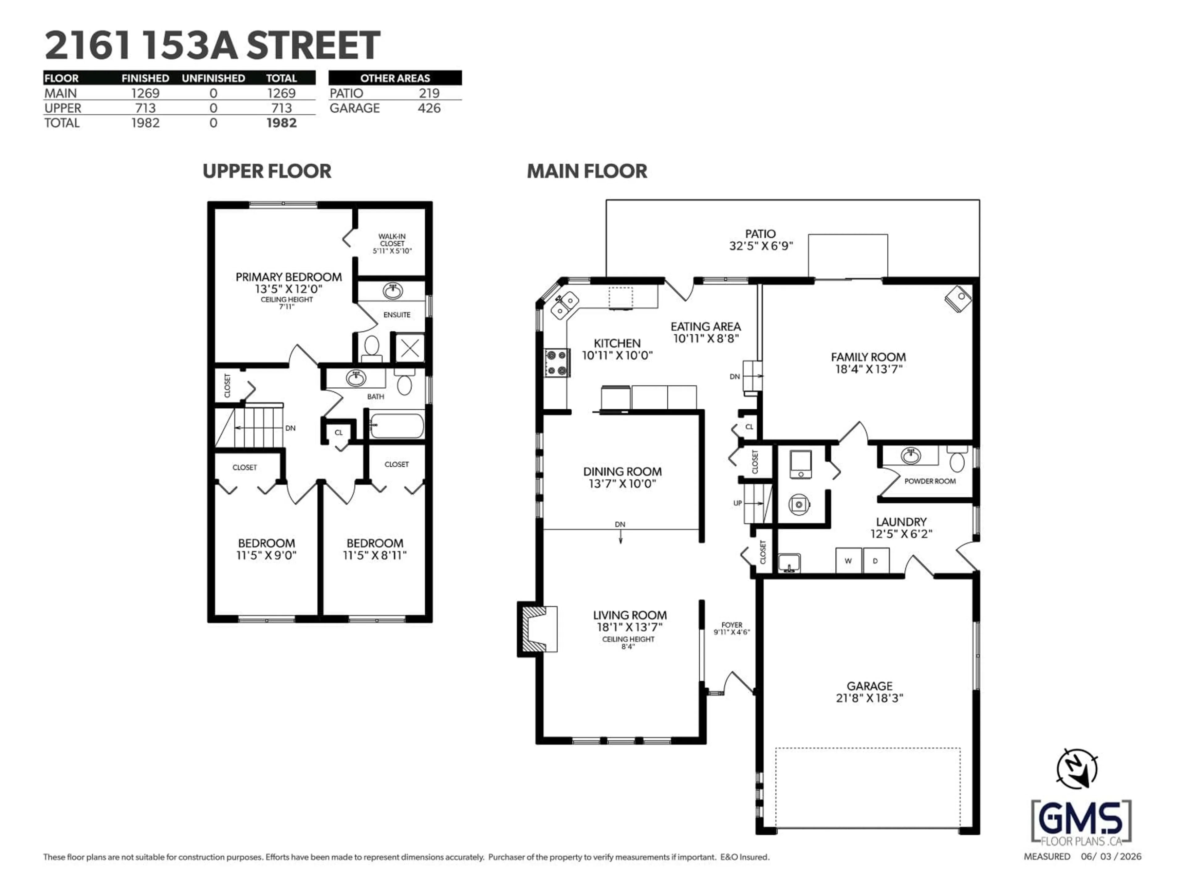 Floor plan for 2161 153A STREET, Surrey British Columbia V4A5Y1