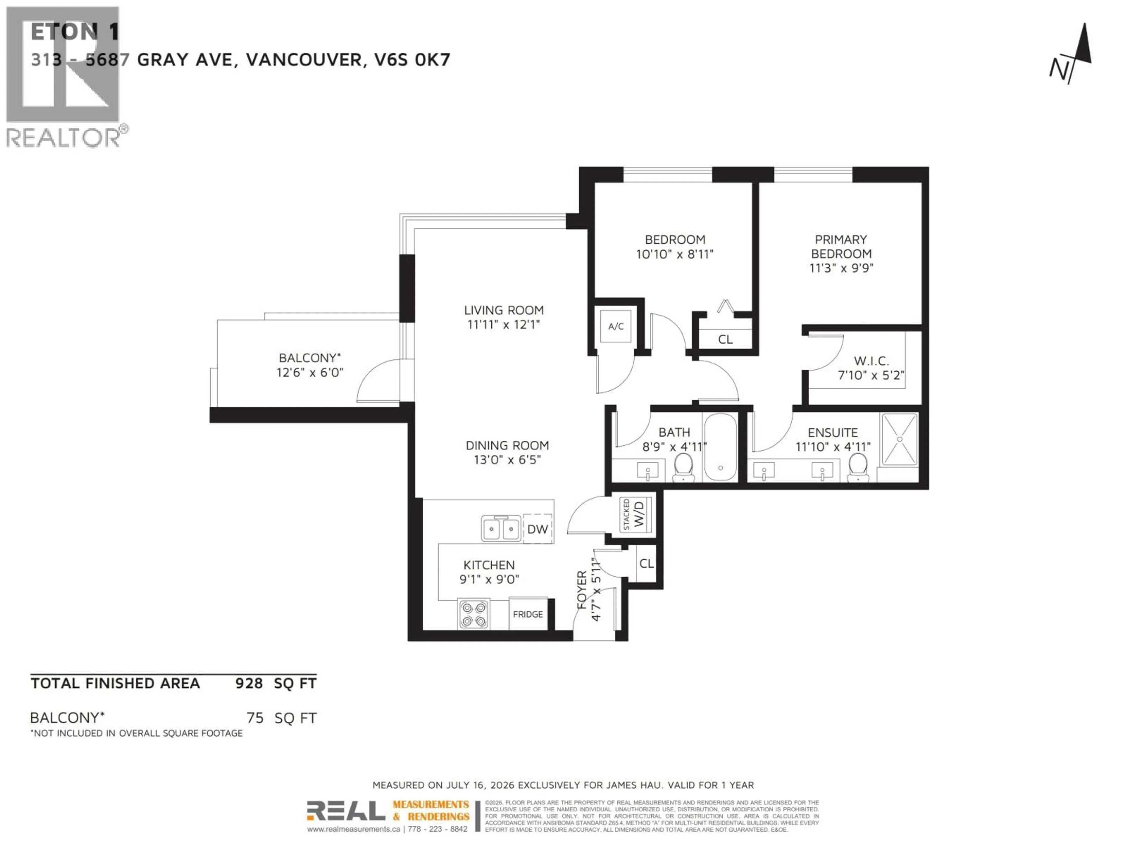 Floor plan for 313 - 5687 GRAY AVENUE, Vancouver British Columbia V6S0K7