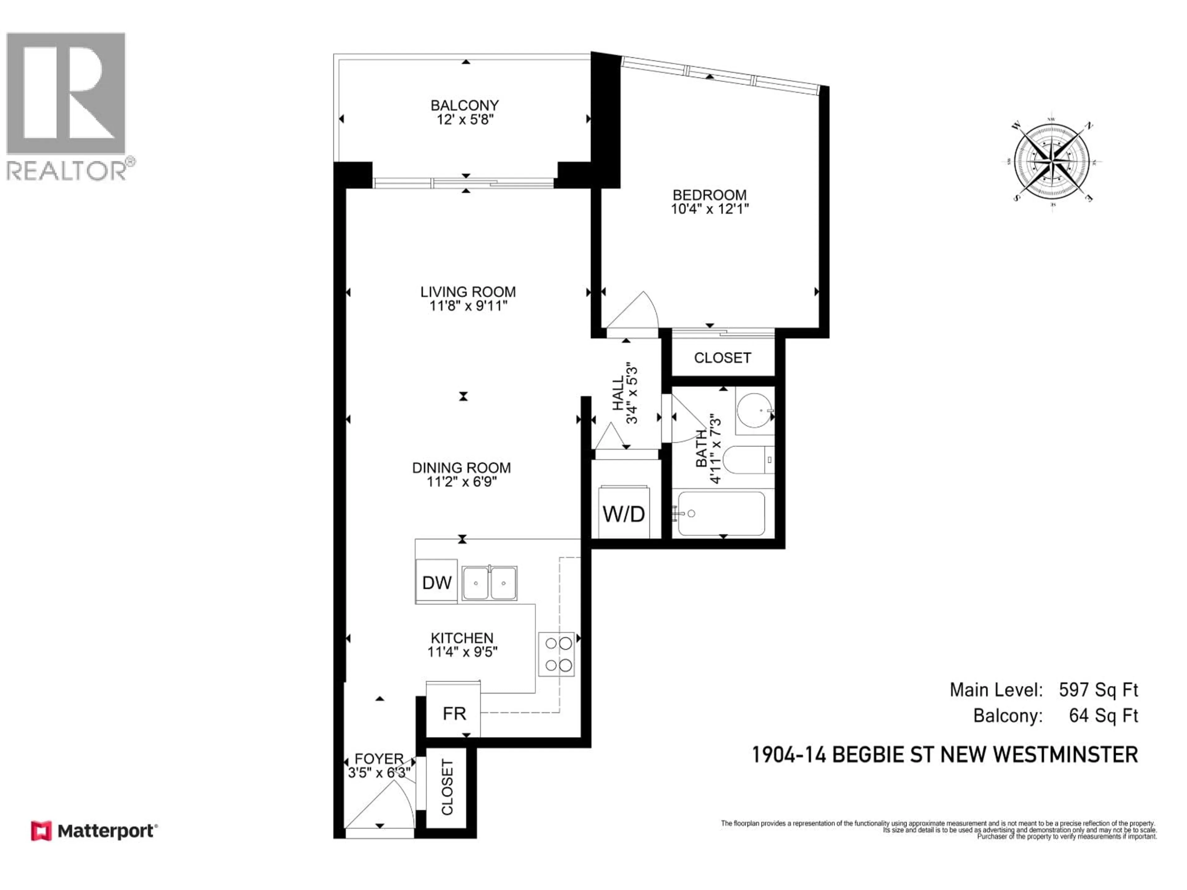 Floor plan for 1904 - 14 BEGBIE STREET, New Westminster British Columbia V3M0C4