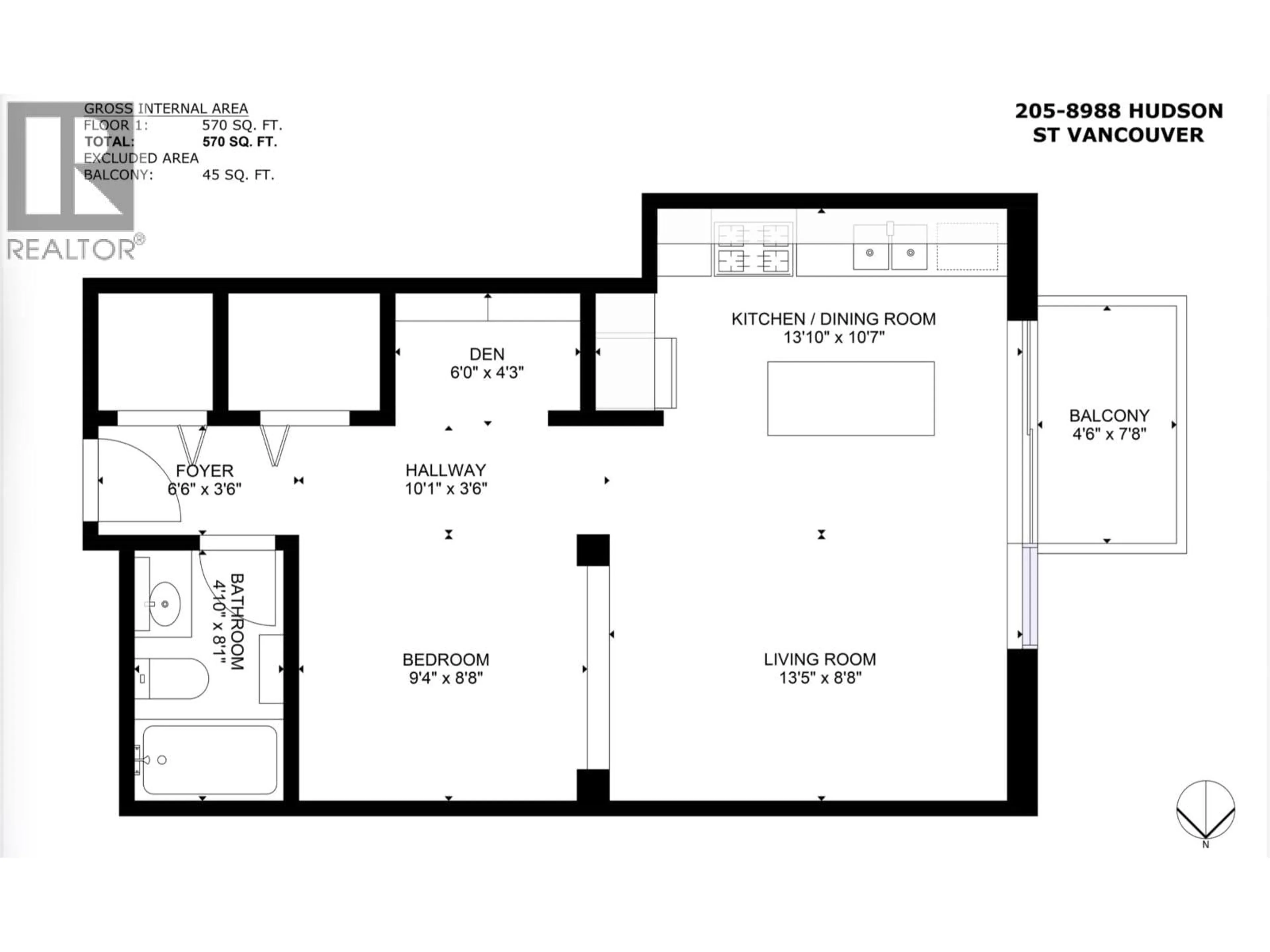 Floor plan for 205 - 8988 HUDSON STREET, Vancouver British Columbia V6P6Z1