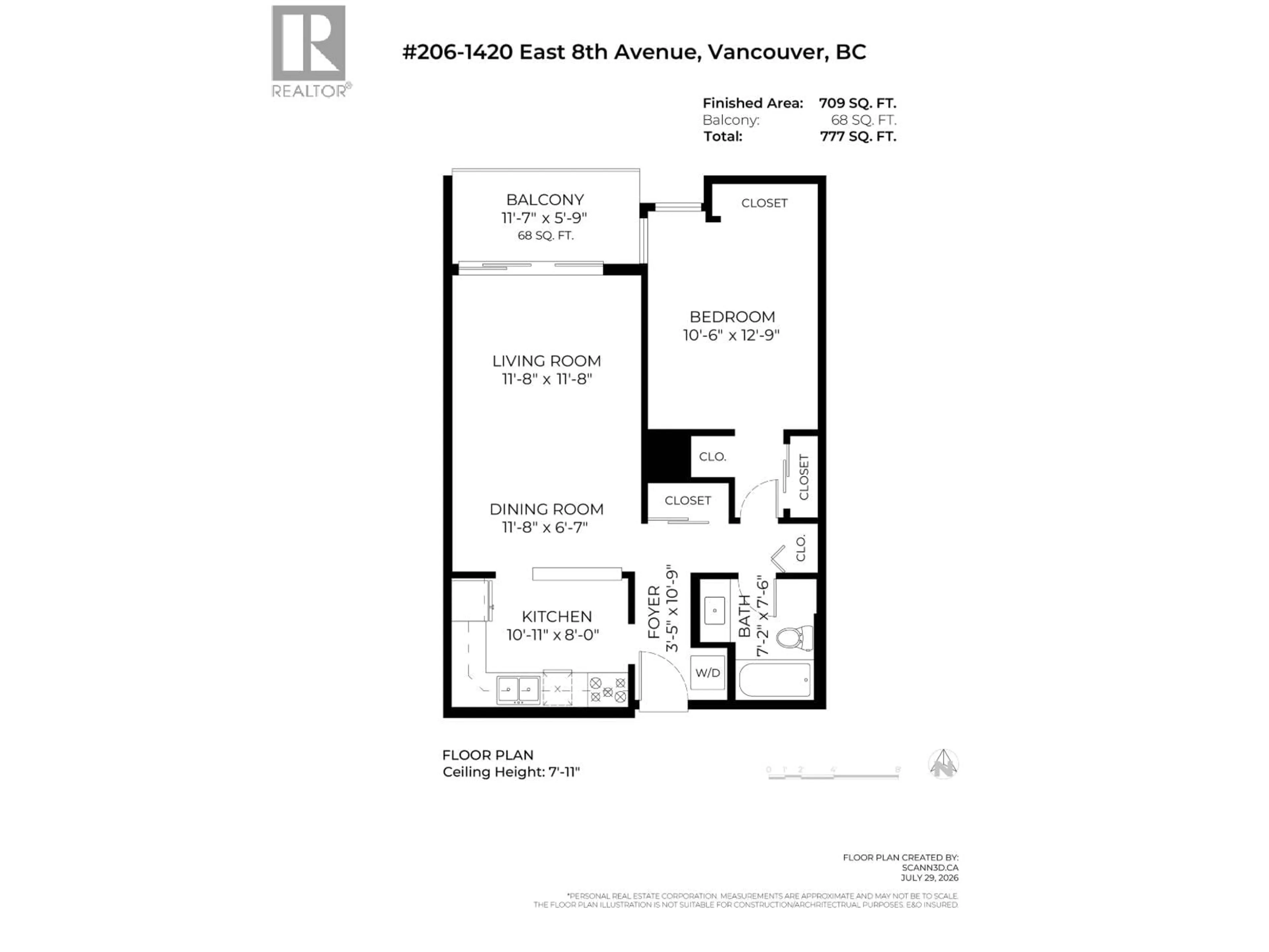 Floor plan for 206 - 1420 E 8TH STREET, Vancouver British Columbia V5N1T4