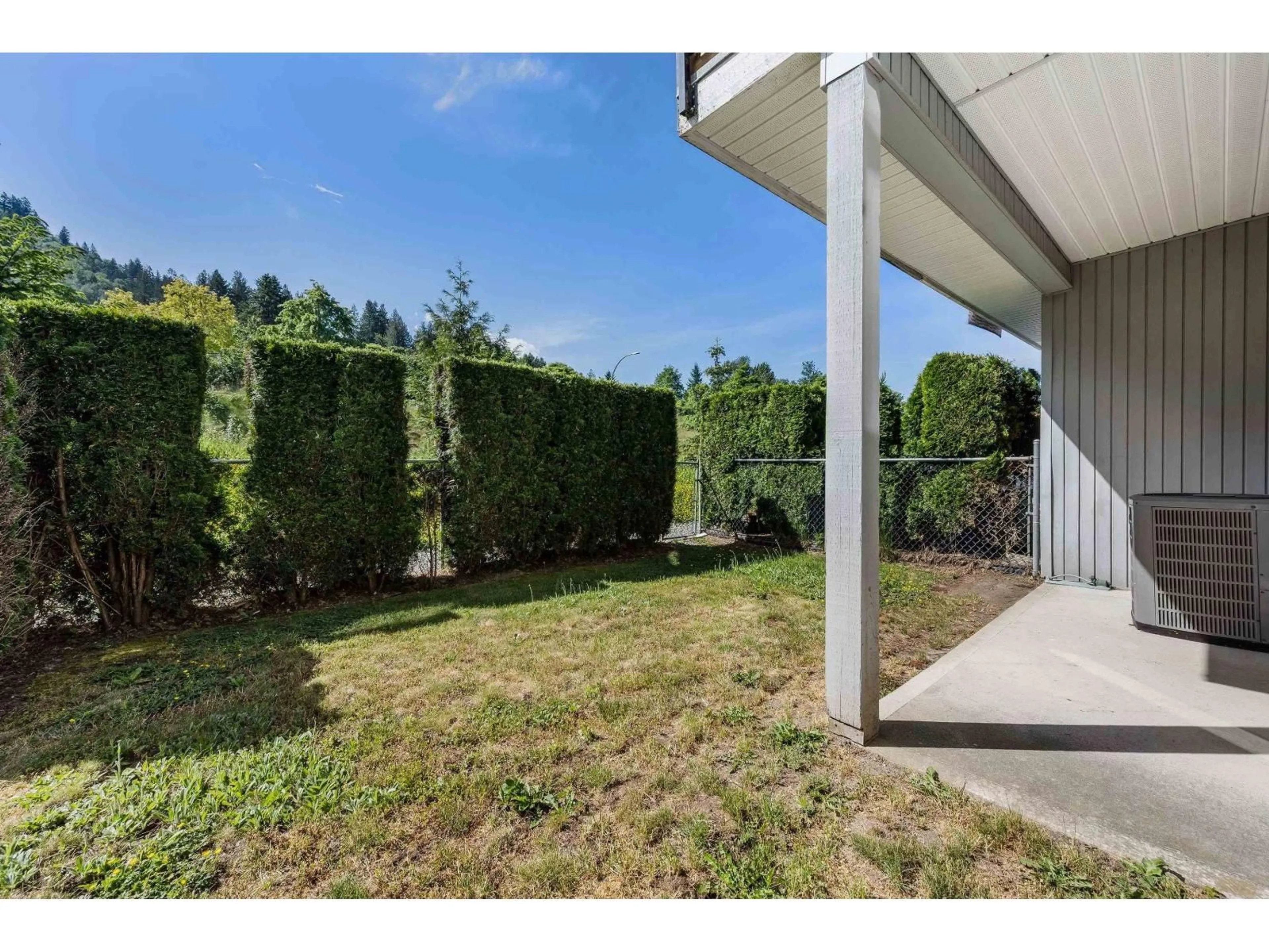 Patio, forest/trees view for 47 - 5965 JINKERSON ROAD, Chilliwack British Columbia V2R5Z7