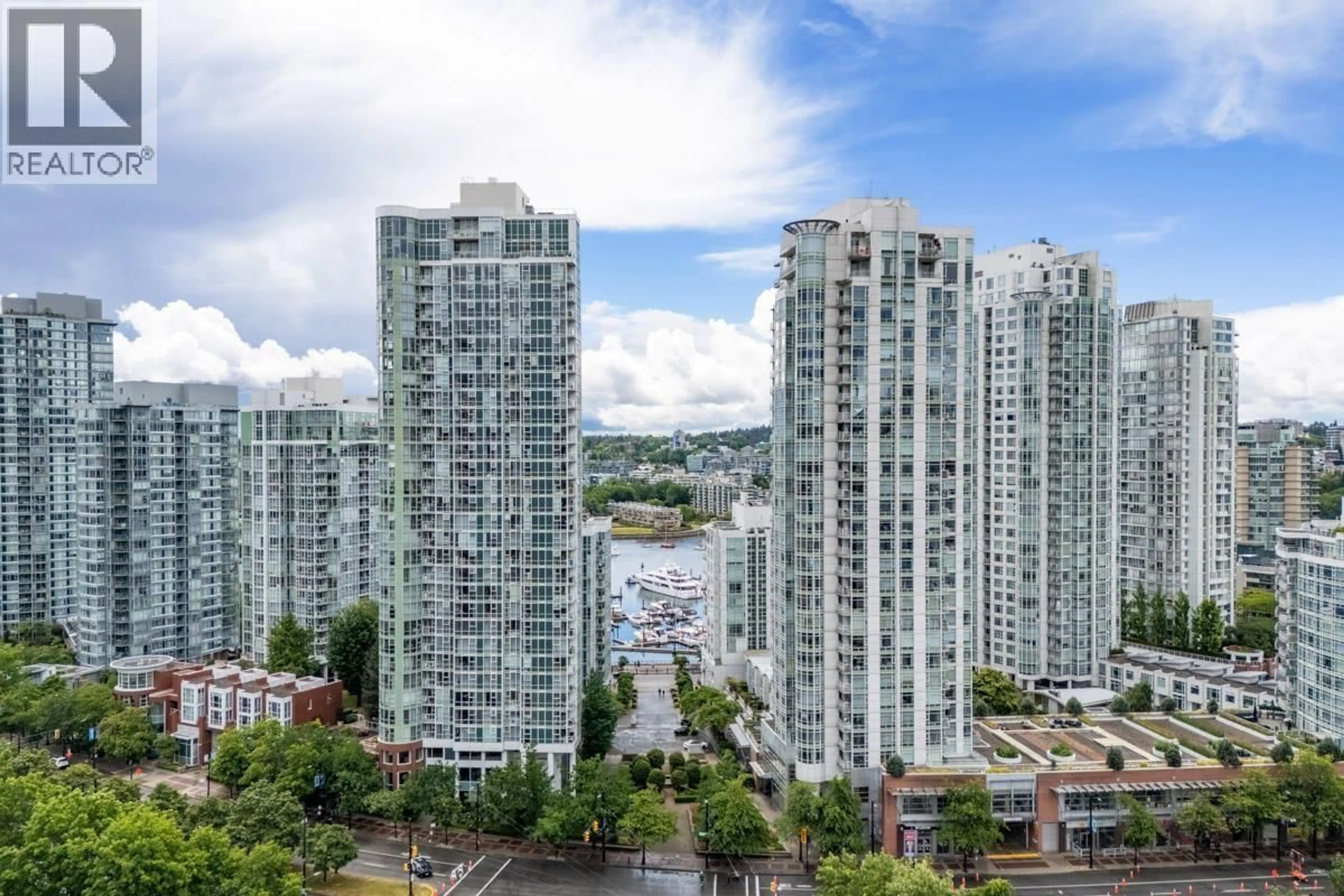 A pic from outside/outdoor area/front of a property/back of a property/a pic from drone, city buildings view from balcony for 1505 - 193 AQUARIUS MEWS, Vancouver British Columbia V6Z2Z2