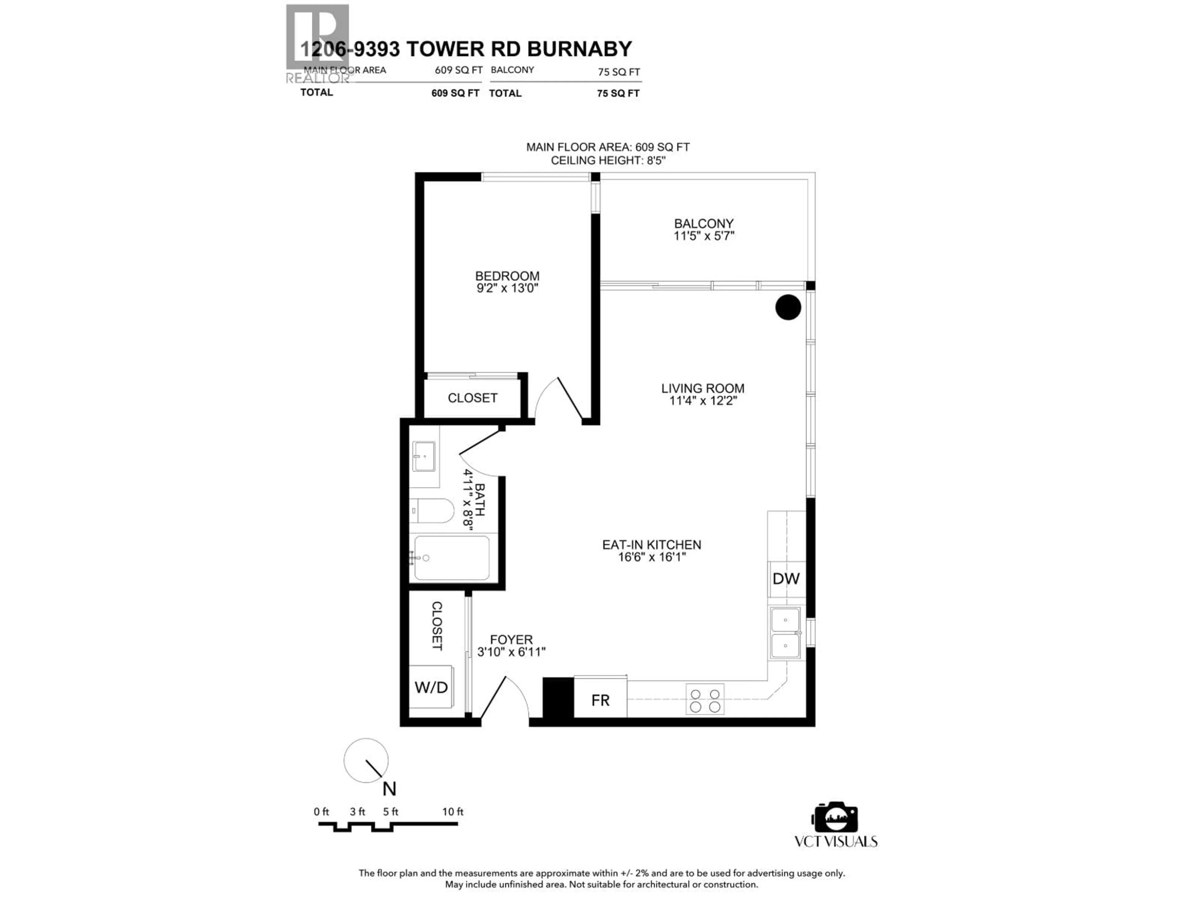 Floor plan for 1206 - 9393 TOWER ROAD, Burnaby British Columbia V5A0E2
