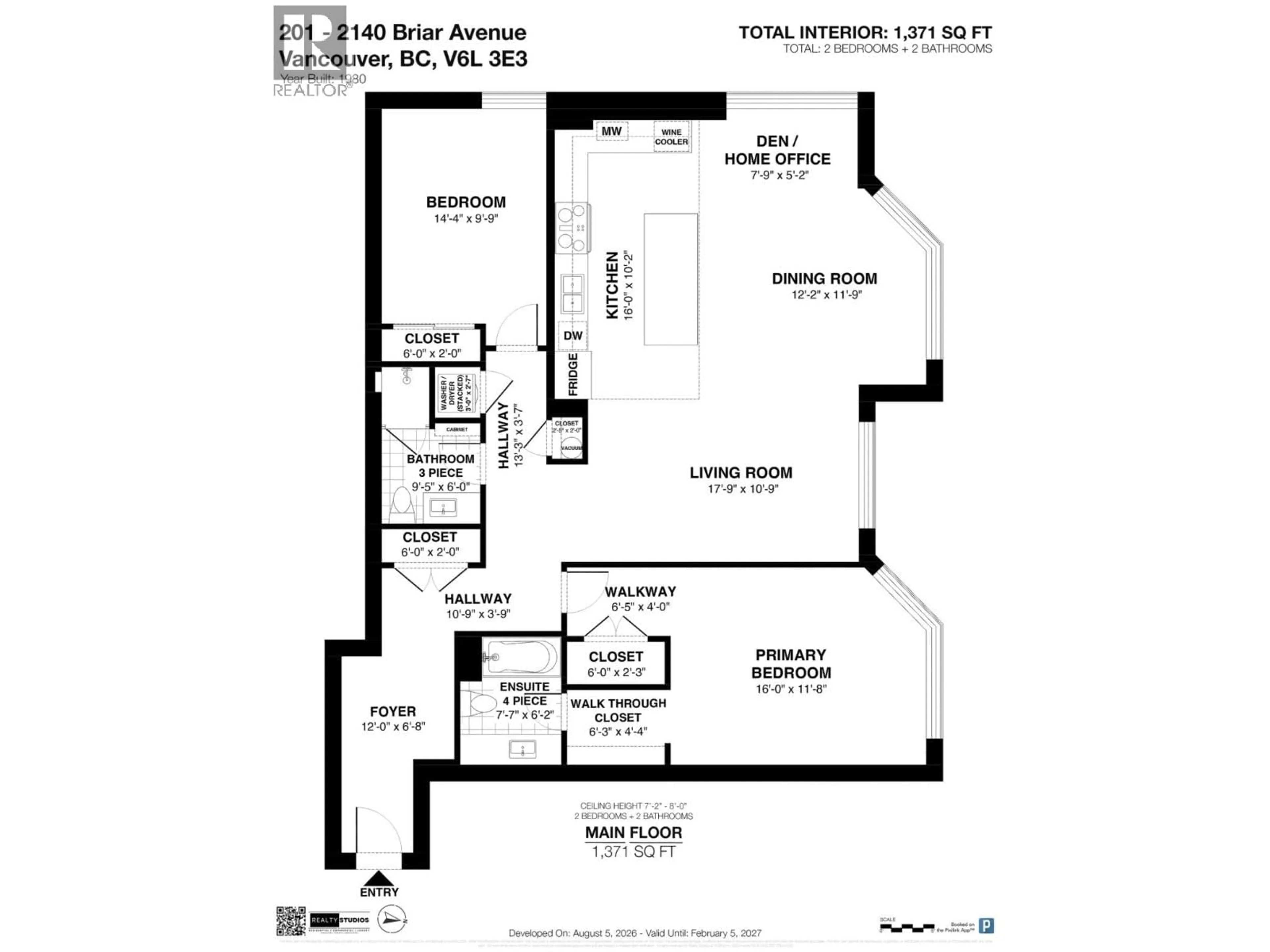 Floor plan for 201 - 2140 BRIAR AVENUE, Vancouver British Columbia V6L3B4