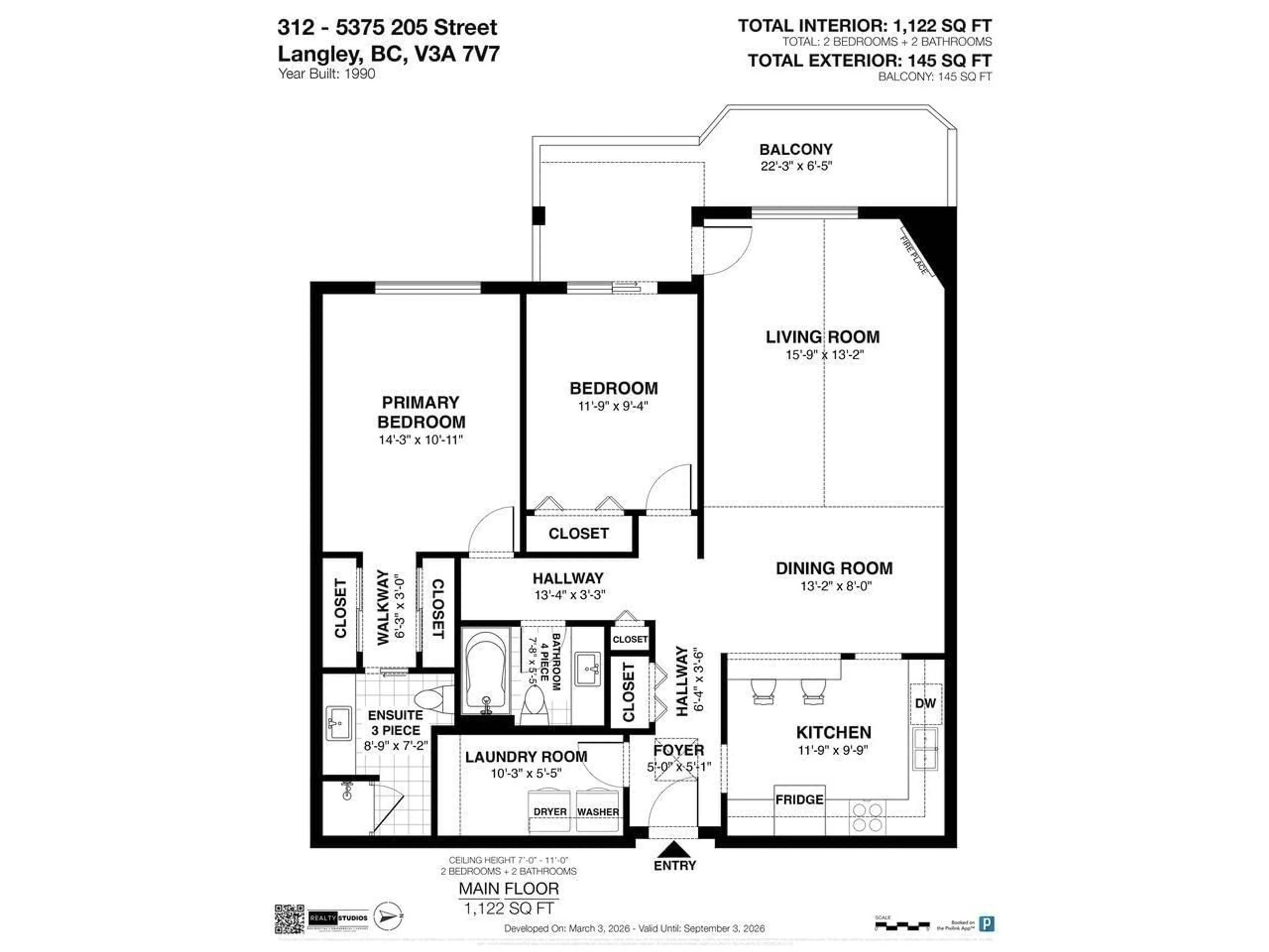 Floor plan for 312 - 5375 205 STREET, Langley British Columbia V3A7V7