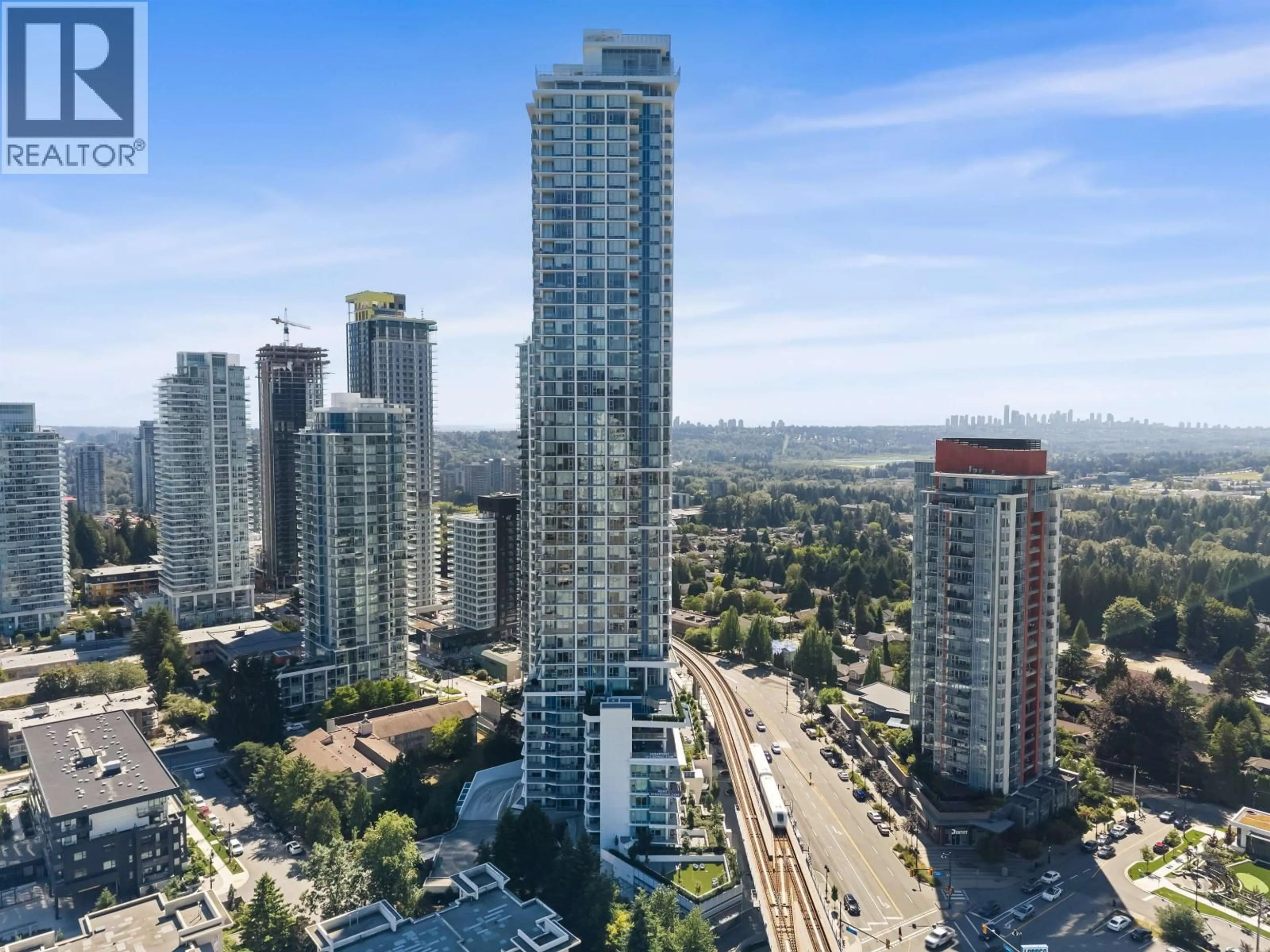 A pic from outside/outdoor area/front of a property/back of a property/a pic from drone, city buildings view from balcony for 2205 - 518 CLARKE ROAD, Coquitlam British Columbia V3J3X2