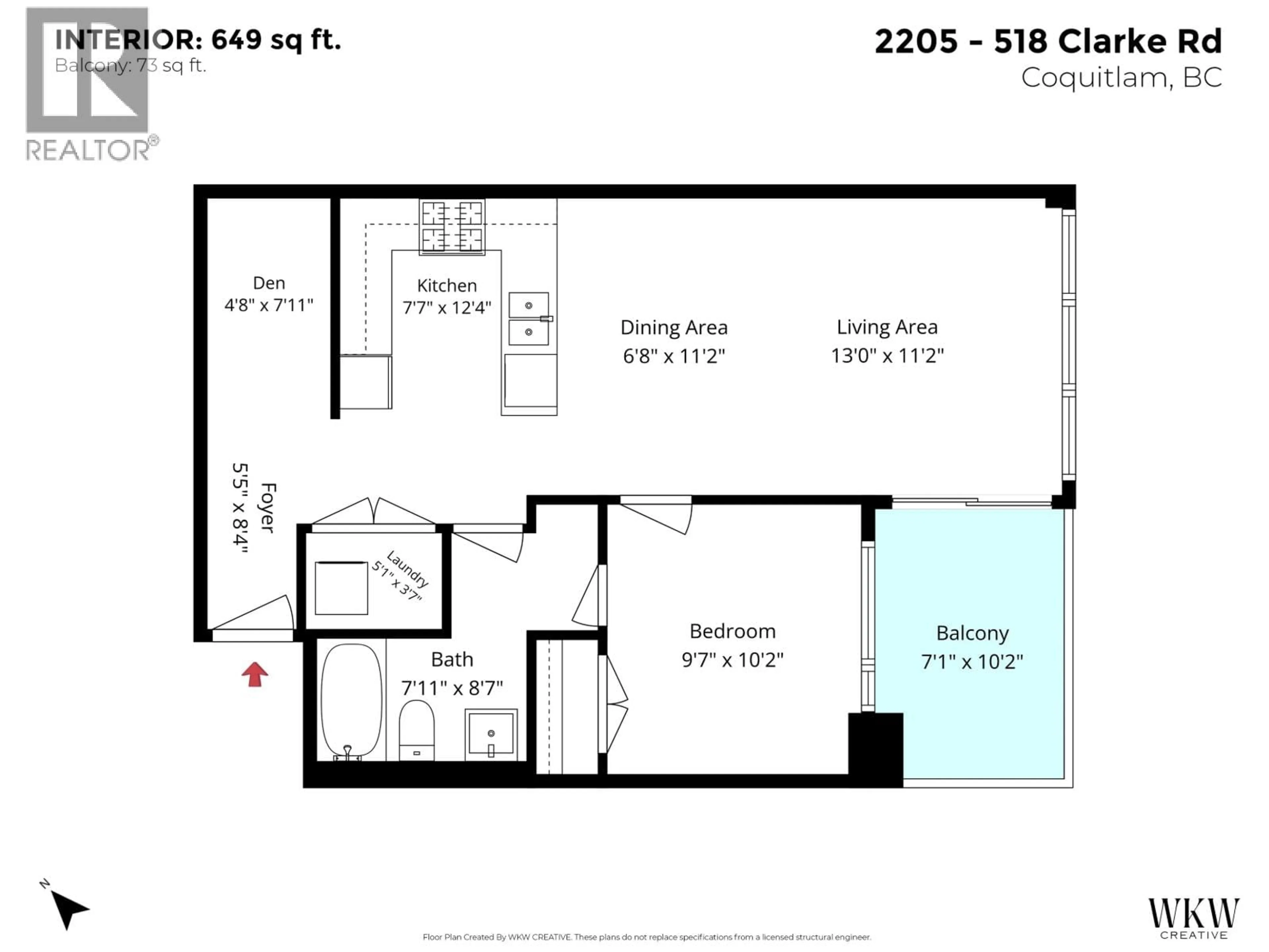 Floor plan for 2205 - 518 CLARKE ROAD, Coquitlam British Columbia V3J3X2