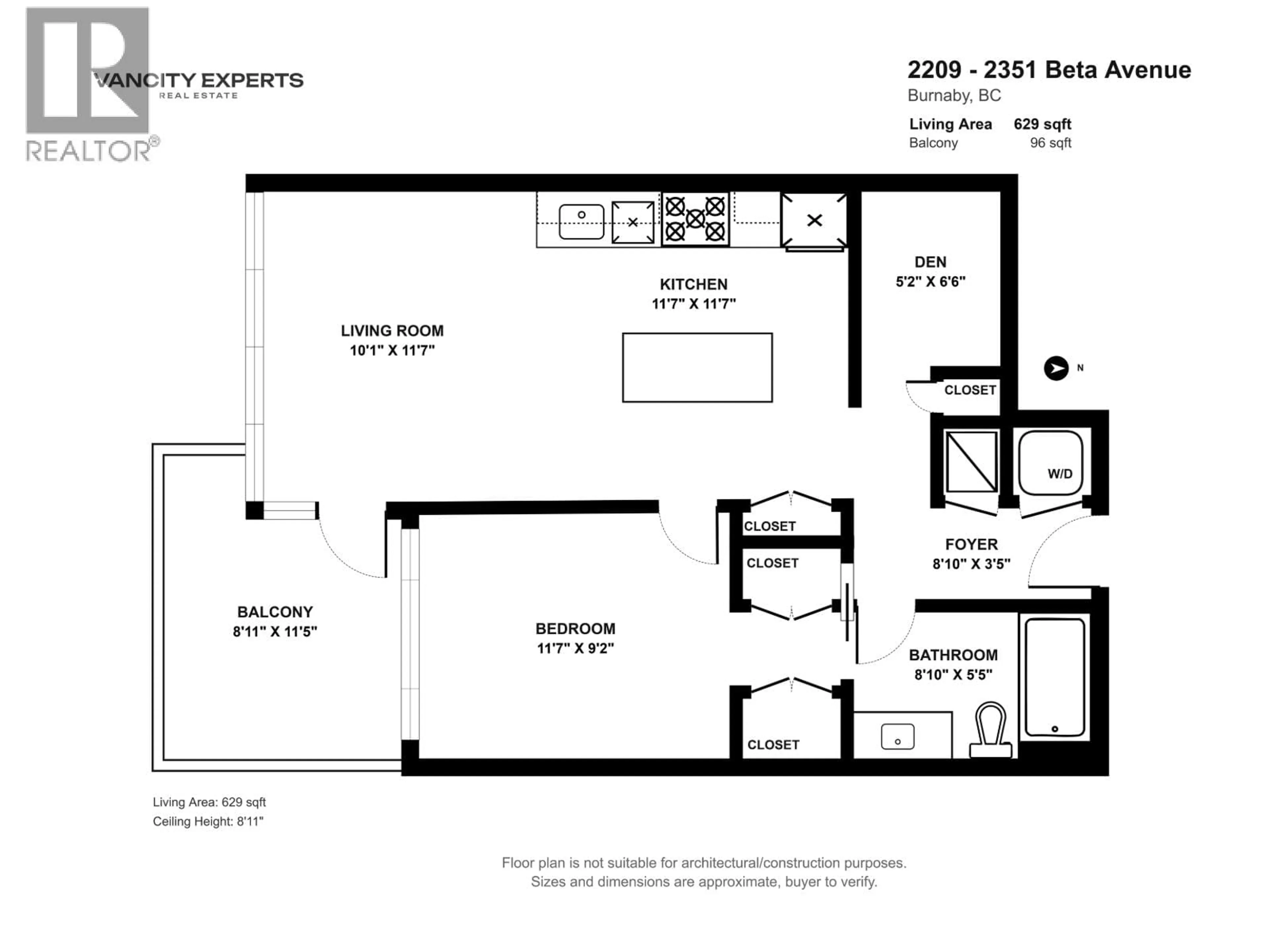 Floor plan for 2209 - 2351 BETA AVENUE, Burnaby British Columbia V5C0M2
