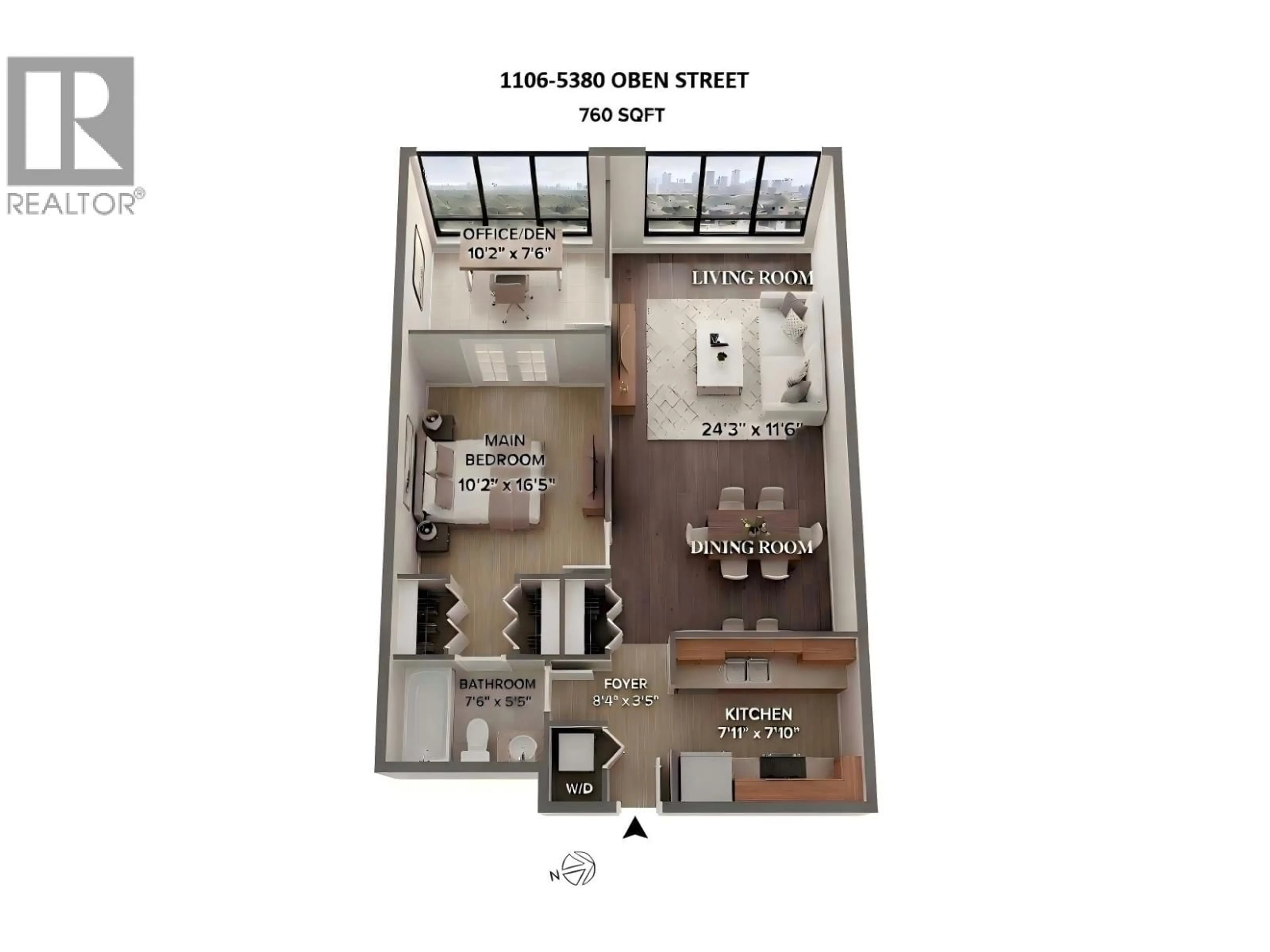 Floor plan for 1106 - 5380 OBEN STREET, Vancouver British Columbia V5R6H7