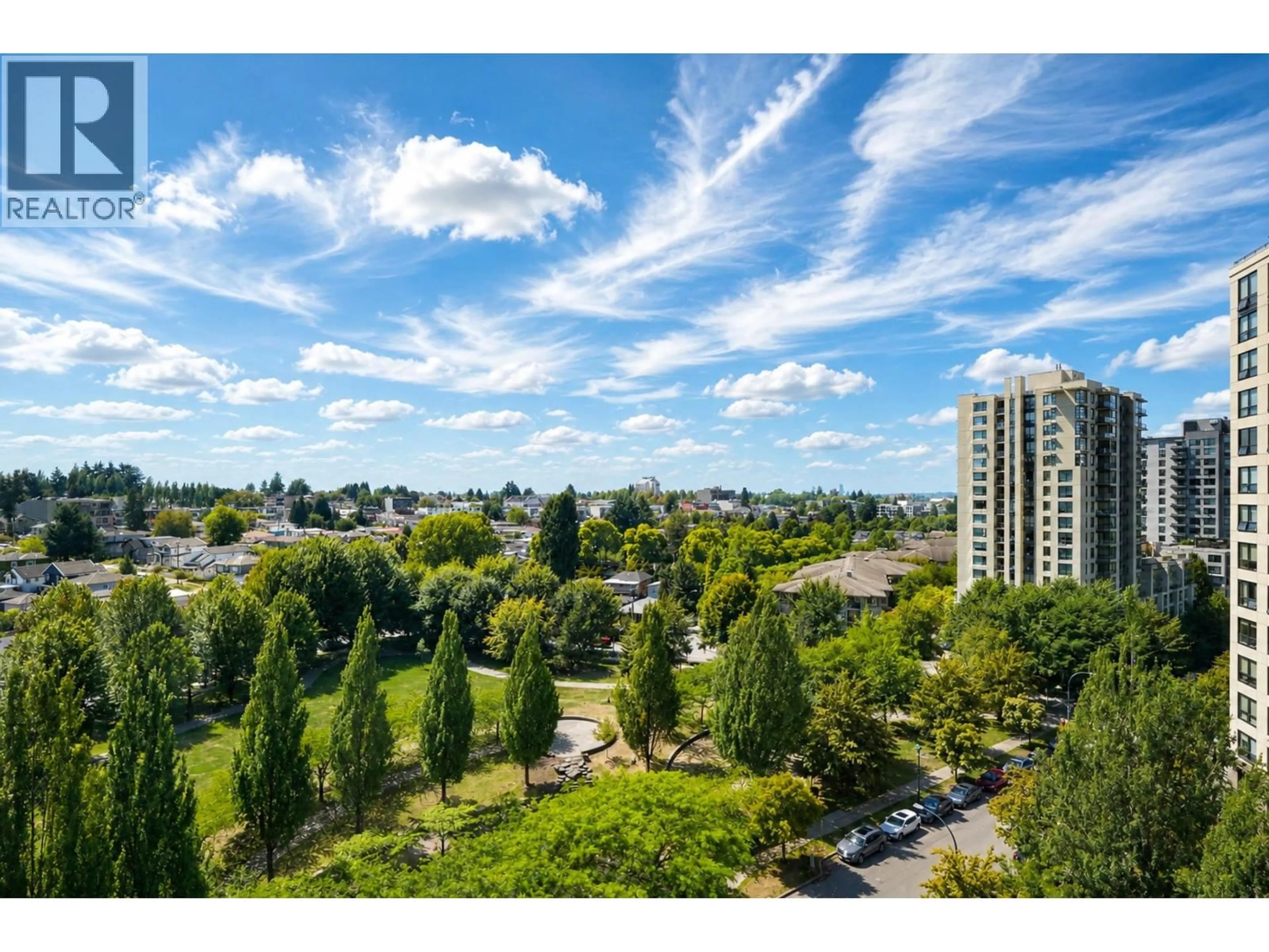 A pic from outside/outdoor area/front of a property/back of a property/a pic from drone, city buildings view from balcony for 1106 - 5380 OBEN STREET, Vancouver British Columbia V5R6H7