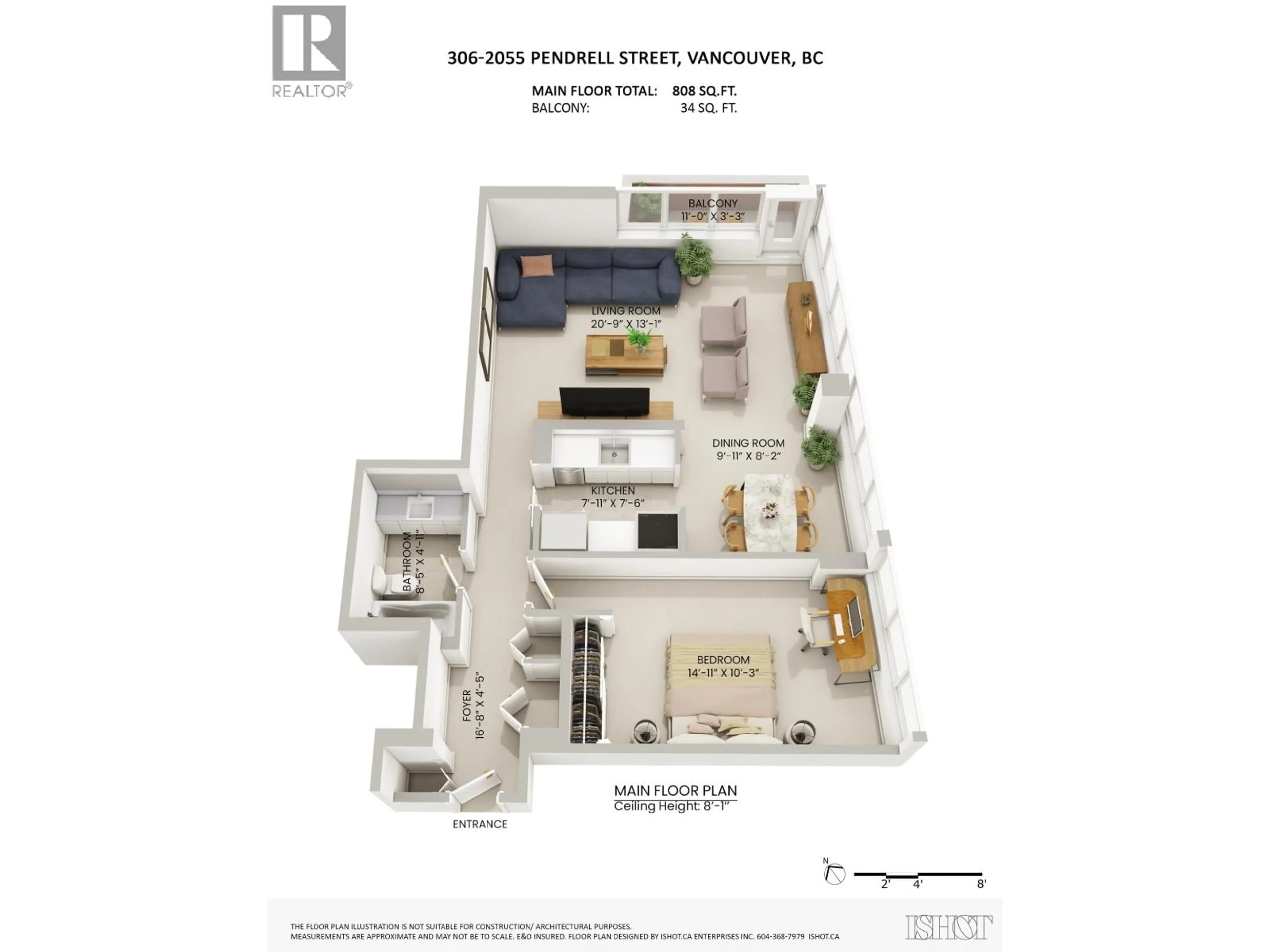 Floor plan for 306 - 2055 PENDRELL STREET, Vancouver British Columbia V6G1T9