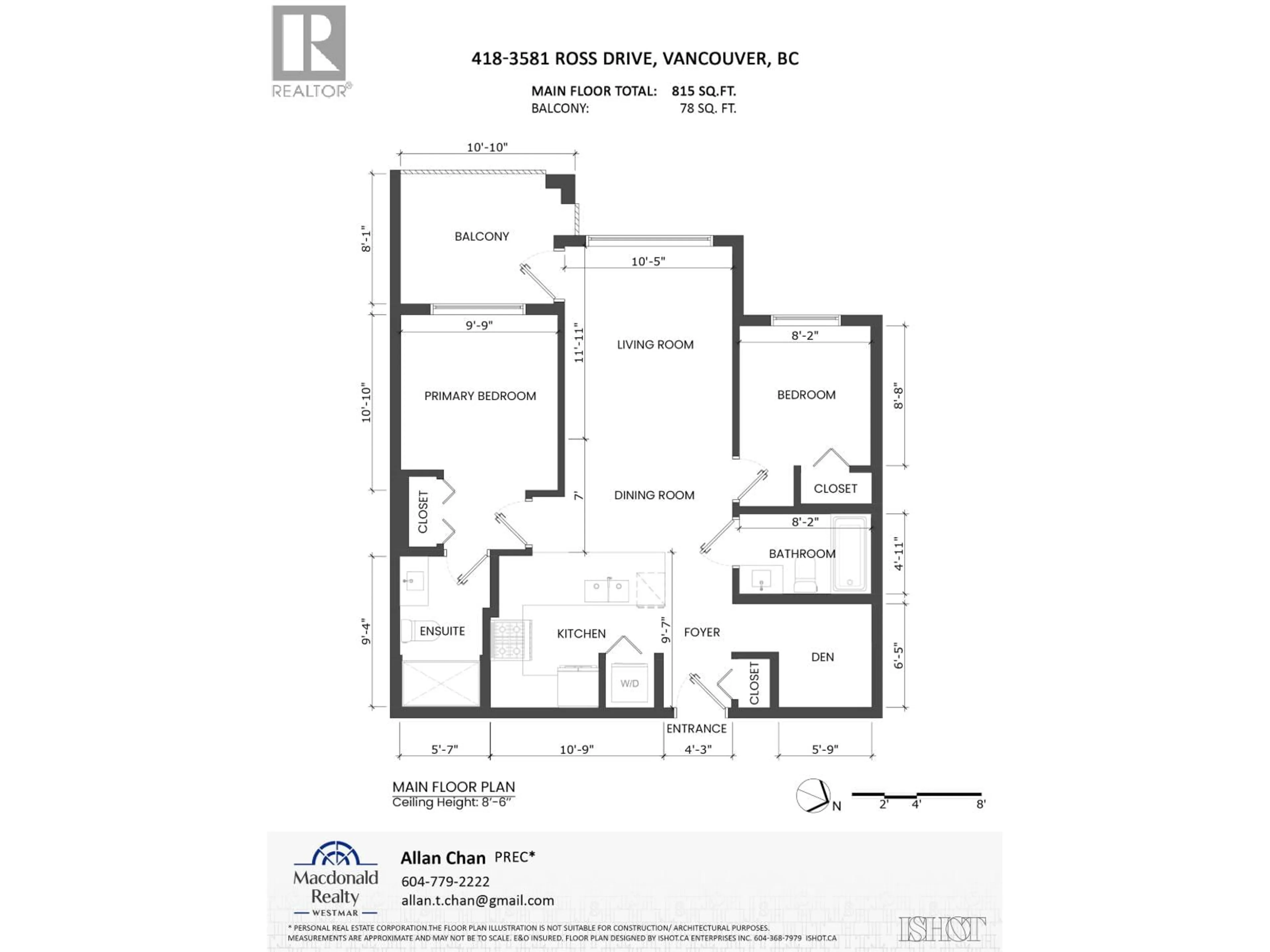 Floor plan for 418 - 3581 ROSS DRIVE, Vancouver British Columbia V6S0K5