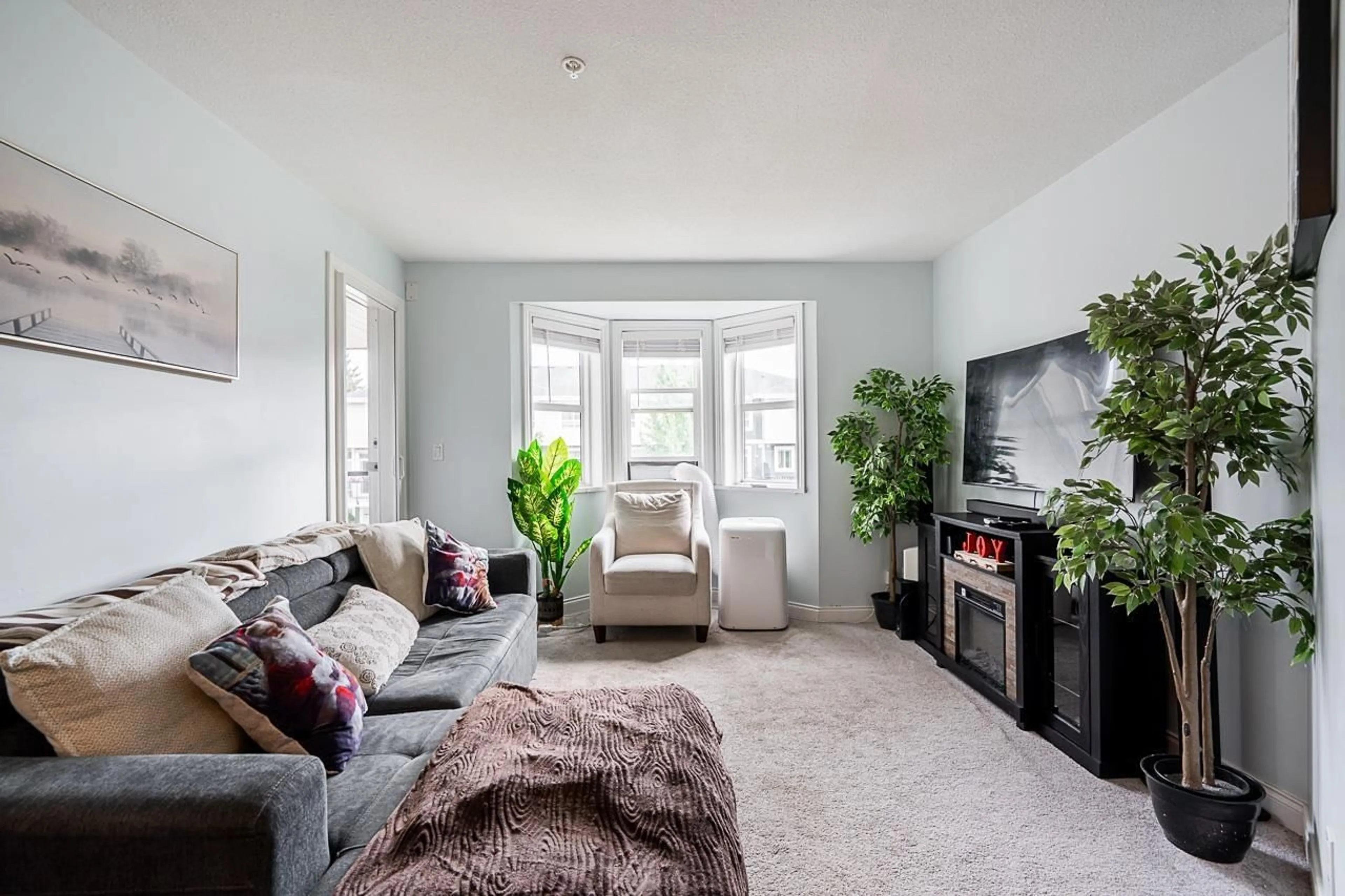 Living room with furniture, carpet floor for 206 - 19774 56 AVENUE, Langley British Columbia V3A3X6
