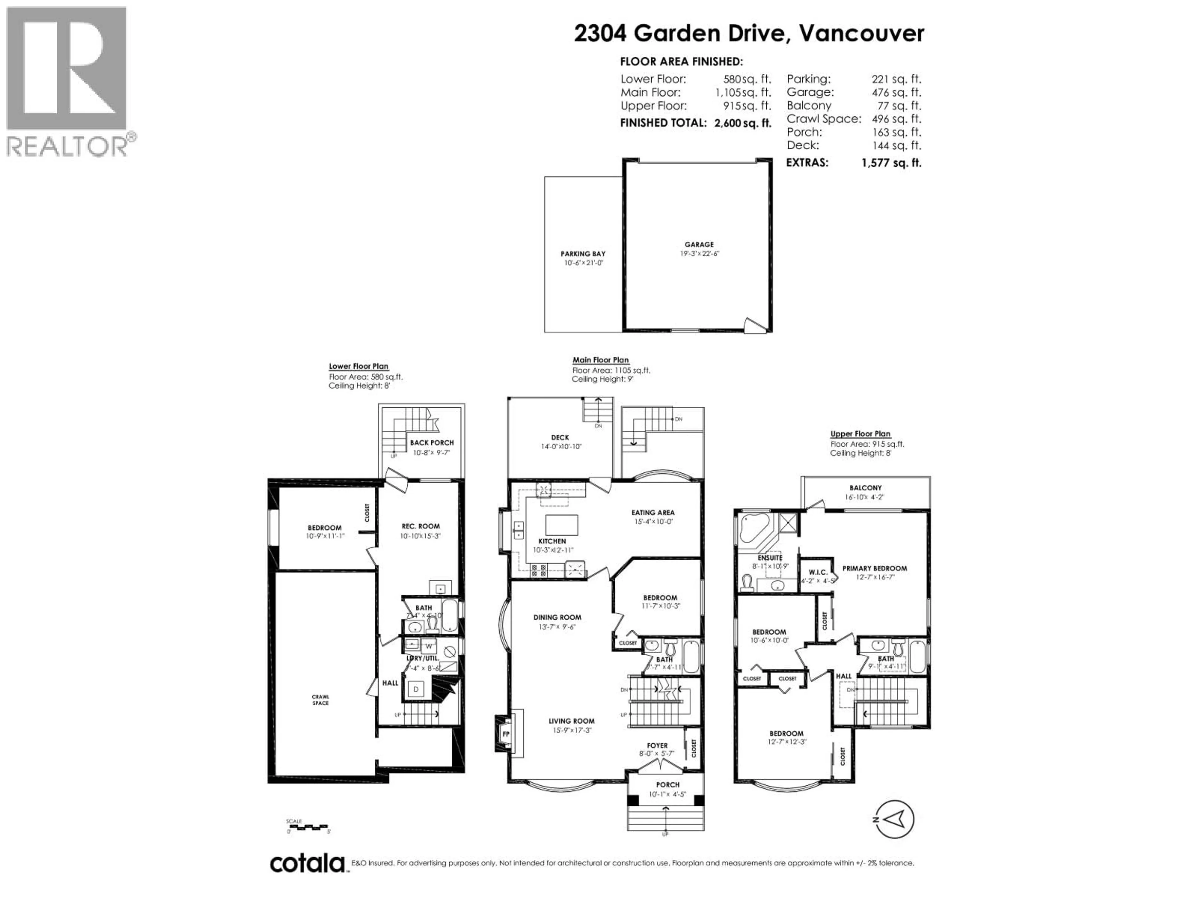 Floor plan for 2304 GARDEN DRIVE, Vancouver British Columbia V5N4X3