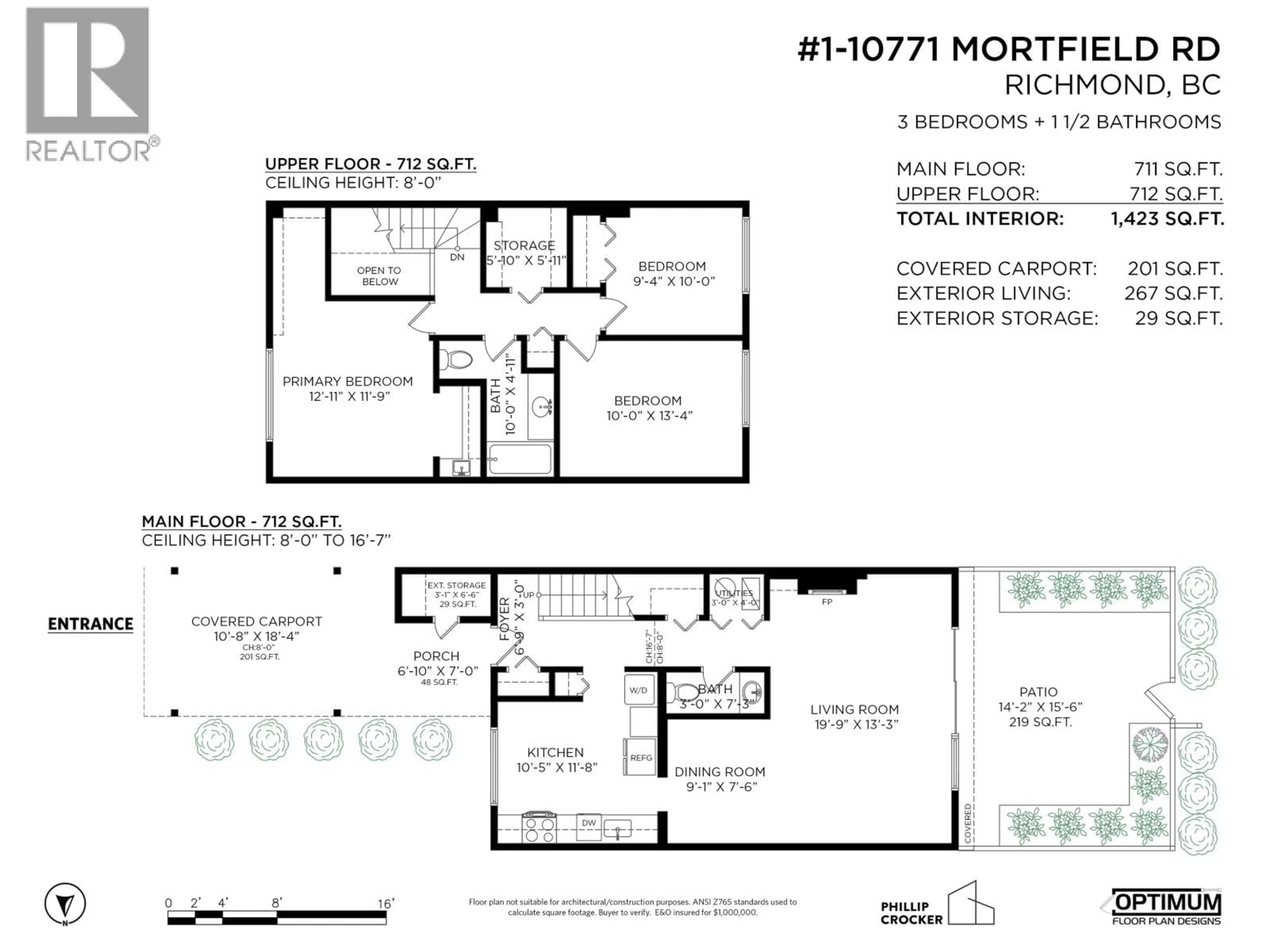 Floor plan for 1 - 10771 MORTFIELD ROAD, Richmond British Columbia V7A2W1